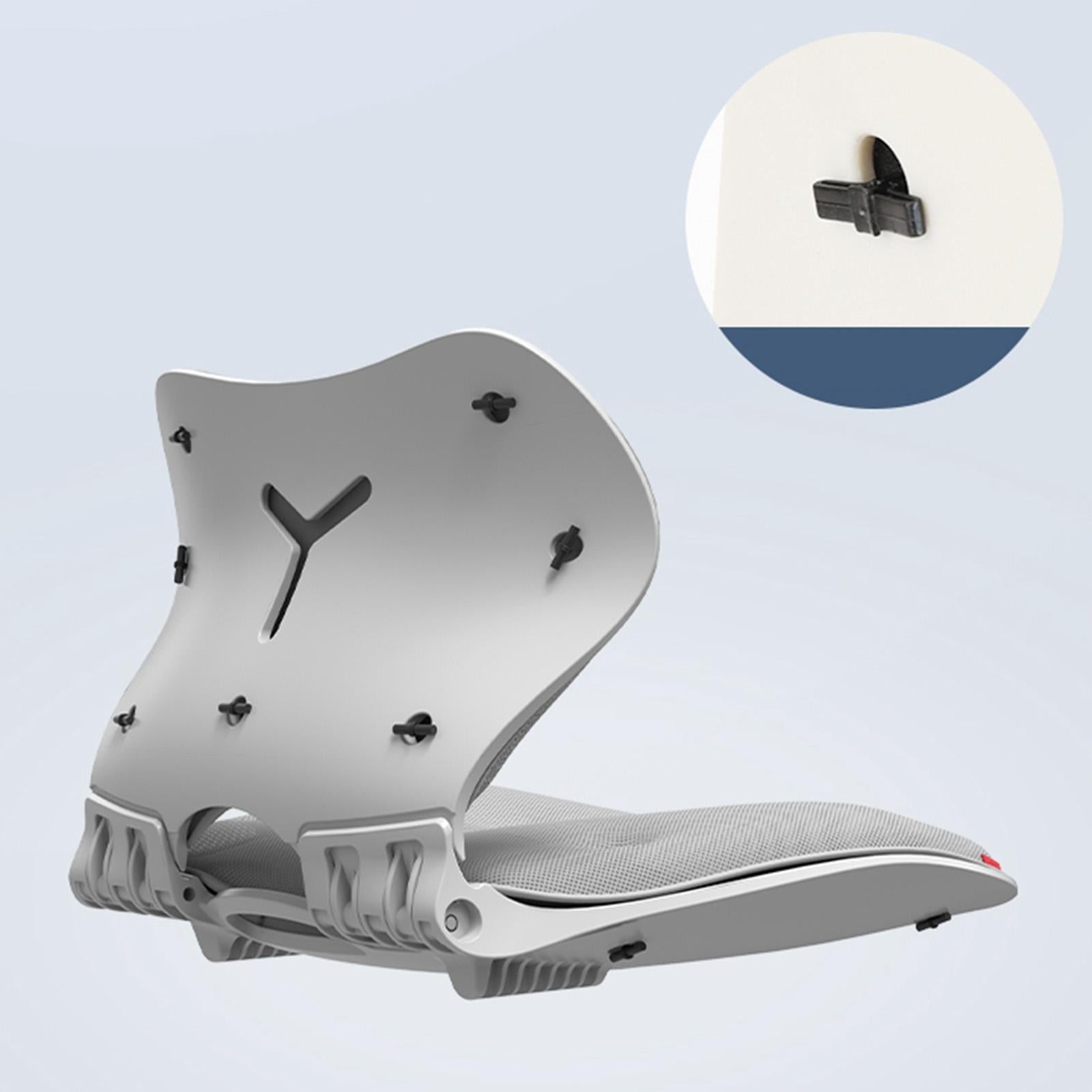 Foldable Lumbar Support Back Pillow Chair Cushion Japanese Style Pain Relief gray
