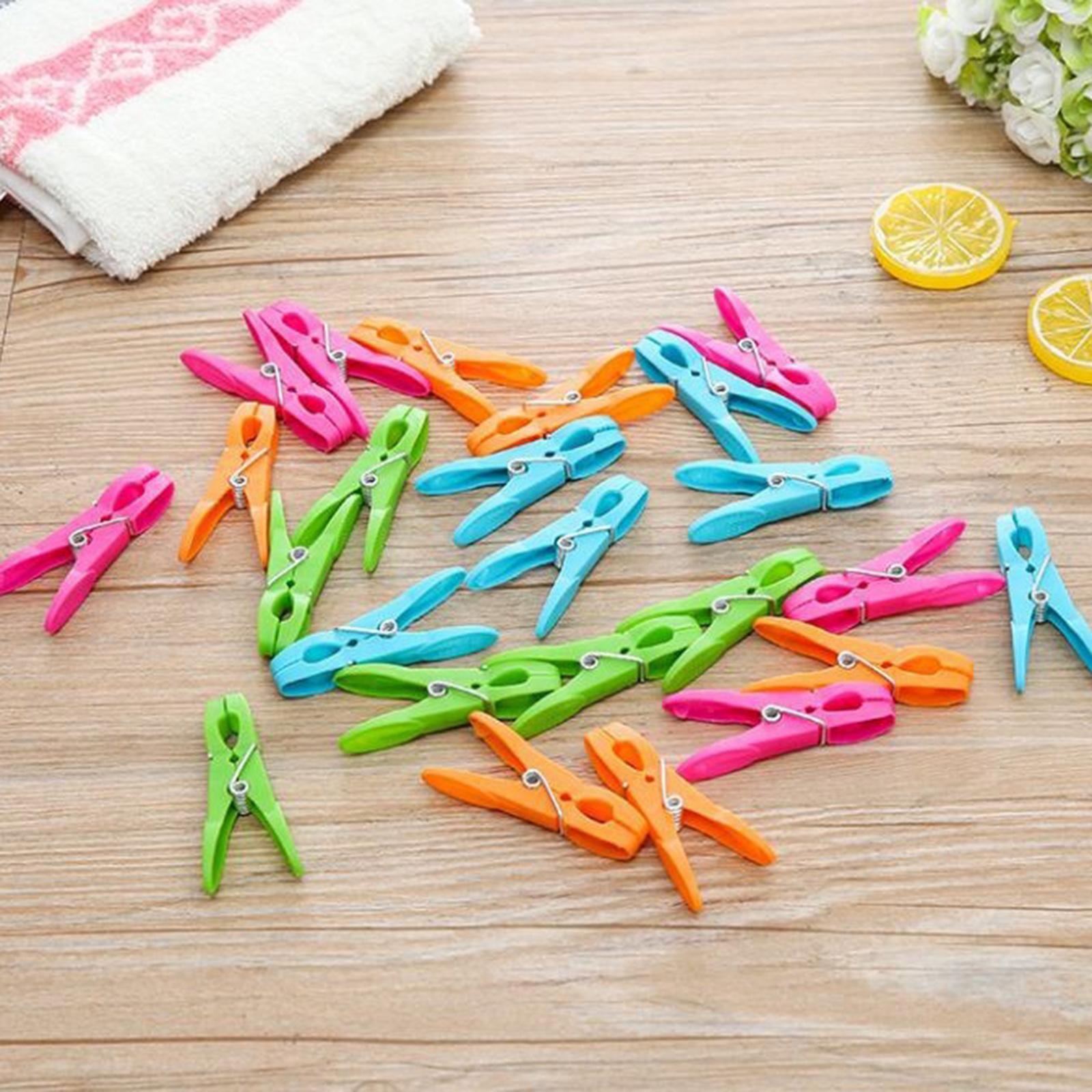 24x Plastic Clothespins Heavy Duty Laundry Clothes Pins Clips with Springs
