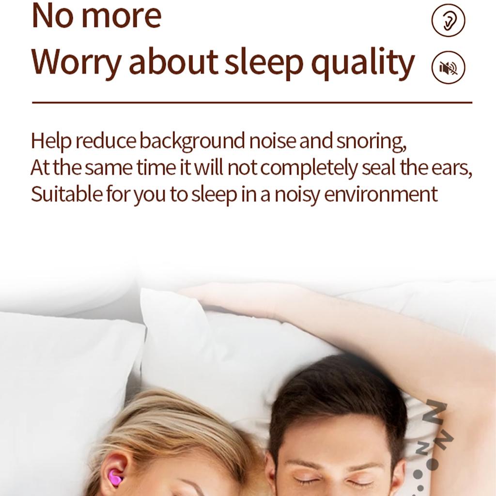 Noise Reduction Ear Plugs Silicone Sound Blocking for Sleep Snoring Swimming Black