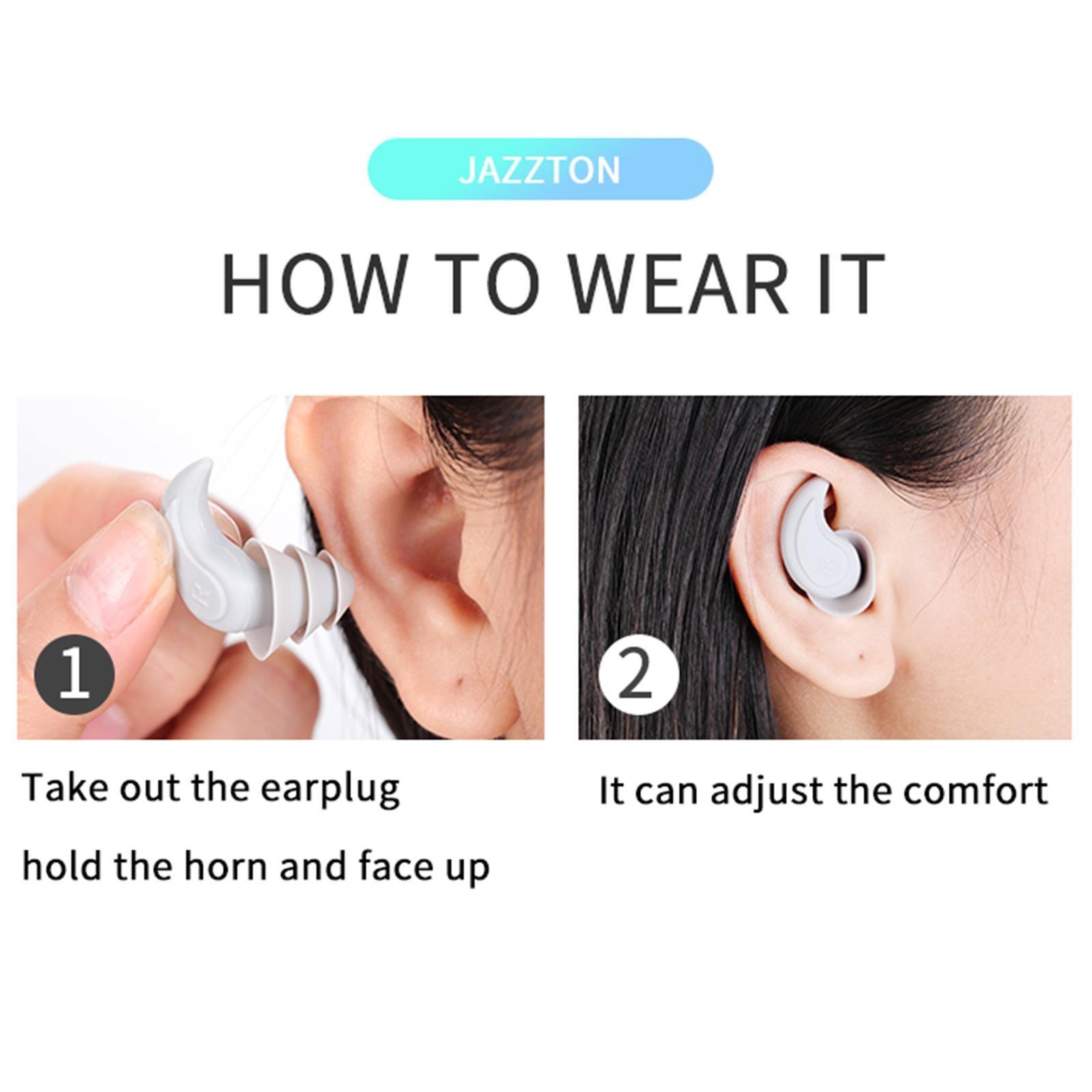 Noise Reduction Ear Plugs Silicone Sound Blocking for Sleep Snoring Swimming White