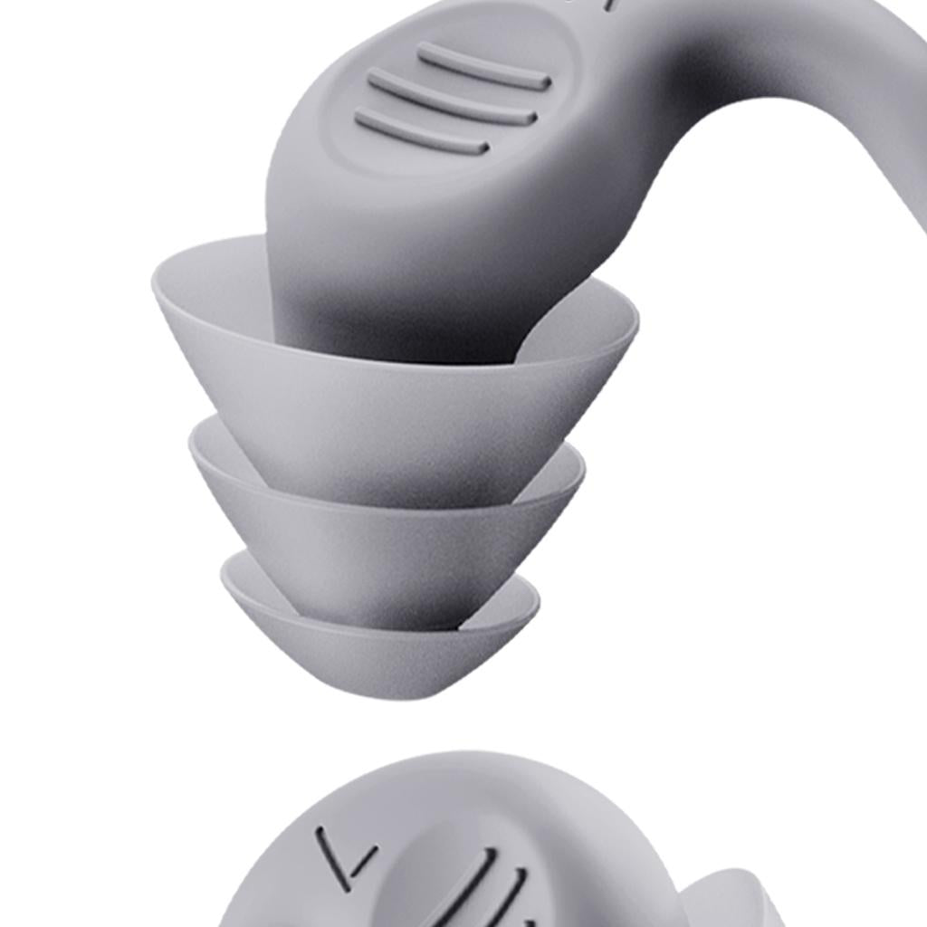 Noise Reduction Ear Plugs Silicone Sound Blocking for Sleep Snoring Swimming Grey