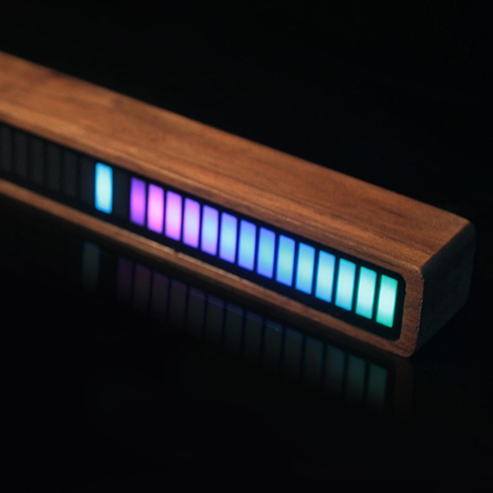 RGB Buletooth APP Control Dimmable Voice Control Rhythm Lamp Walnut Frame