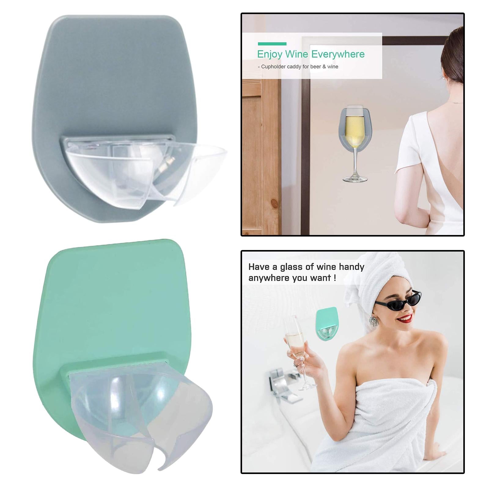 Wine Glass Holder for Bath Shower Home Bedside Bathroom for Wine Gray