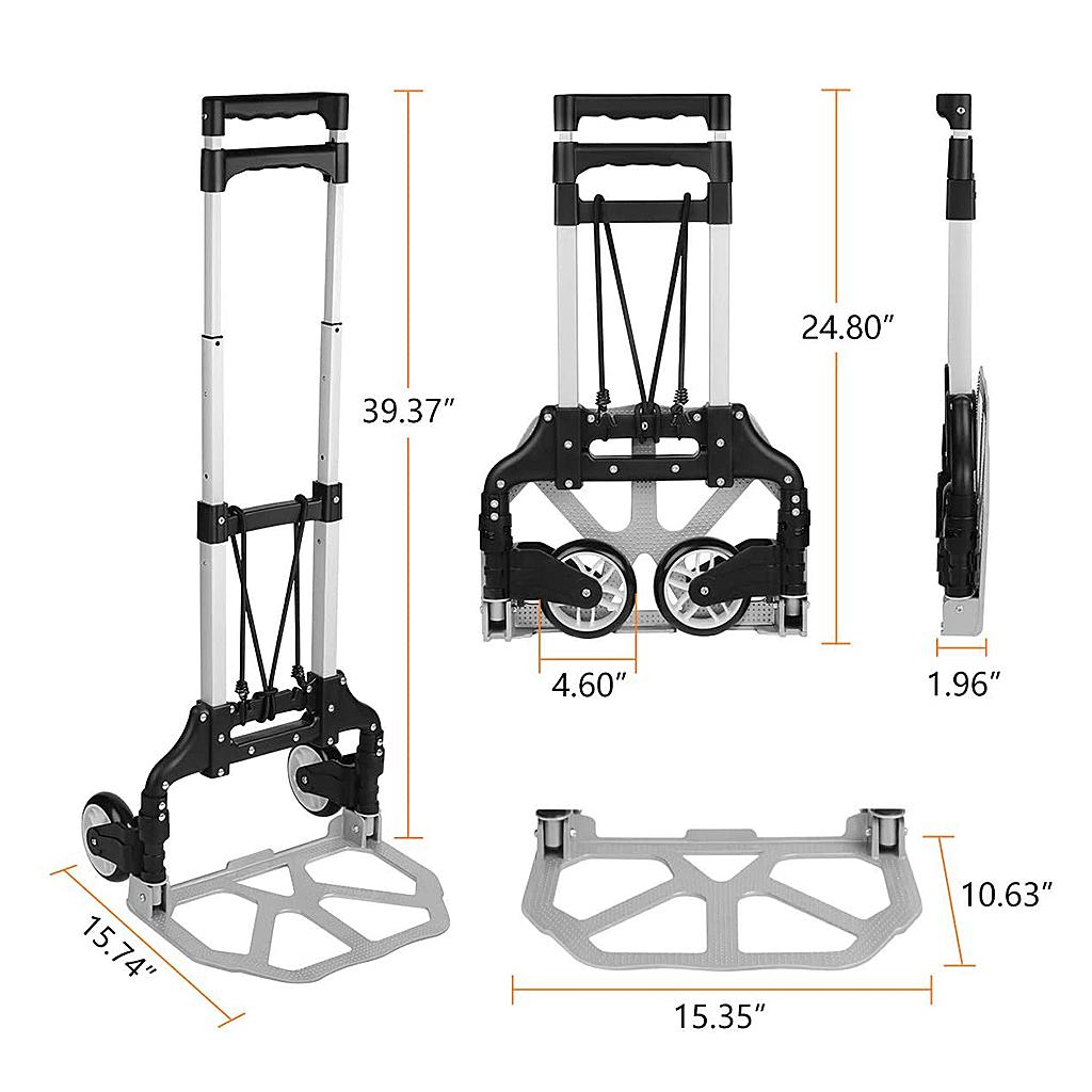 Aluminum Alloy Folding Hand Truck Portable Wheel Barrow Cart Trolley 160 lbs