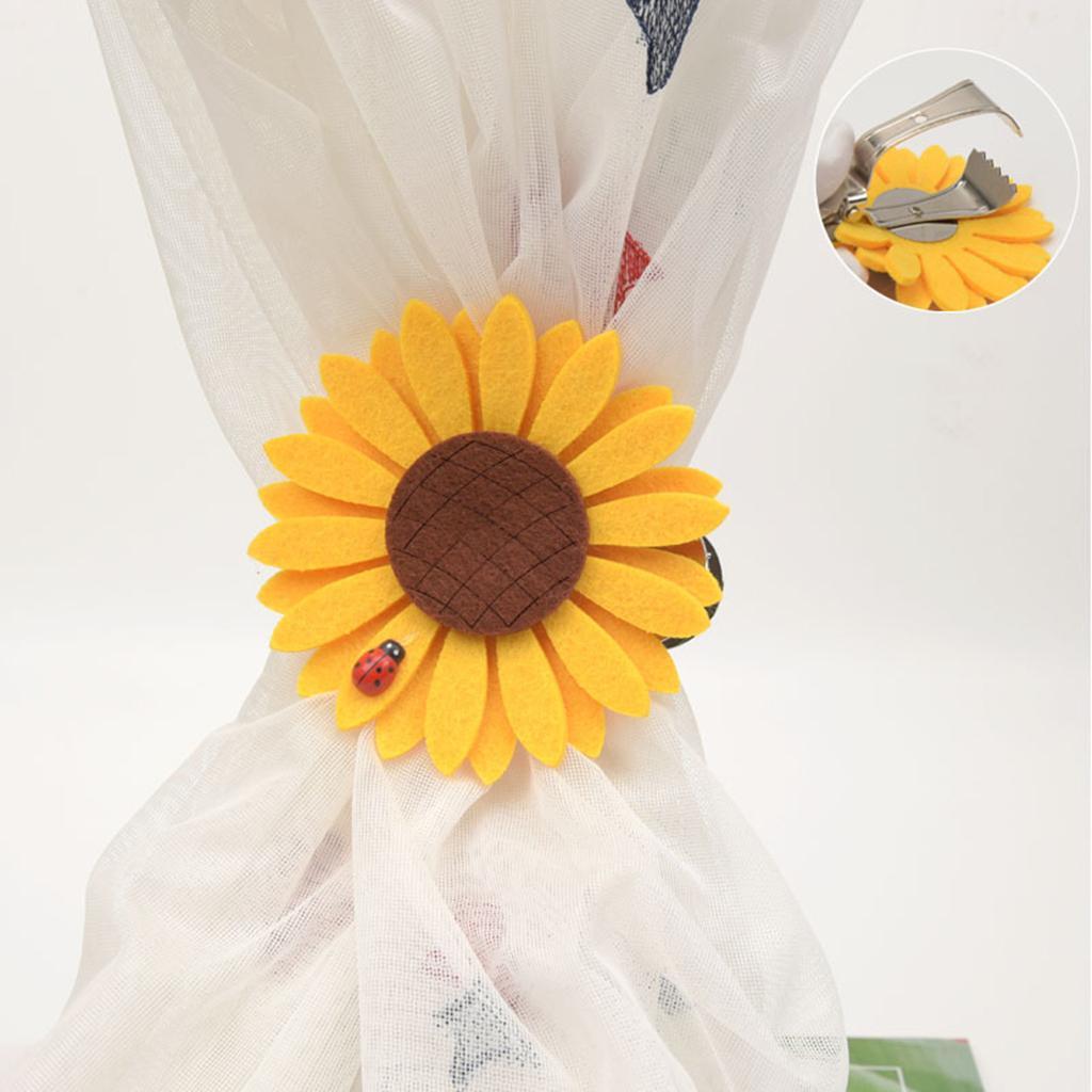 2pcs Curtain Tie Backs Sunflower Magnetic Curtain Tiebacks Clips Clip Style