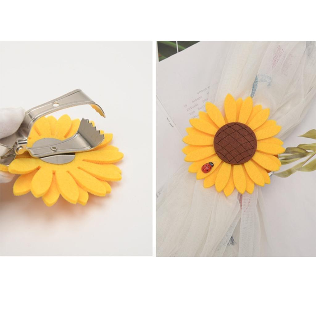2pcs Curtain Tie Backs Sunflower Magnetic Curtain Tiebacks Clips Clip Style