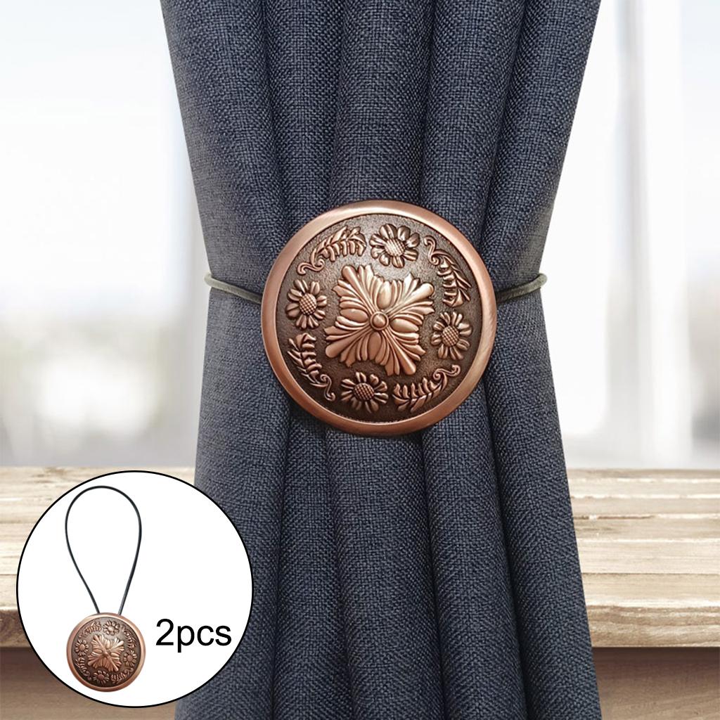 1Pairs Magnetic Curtain Tie Back Curtain Tieback Holder Clips Red Copper