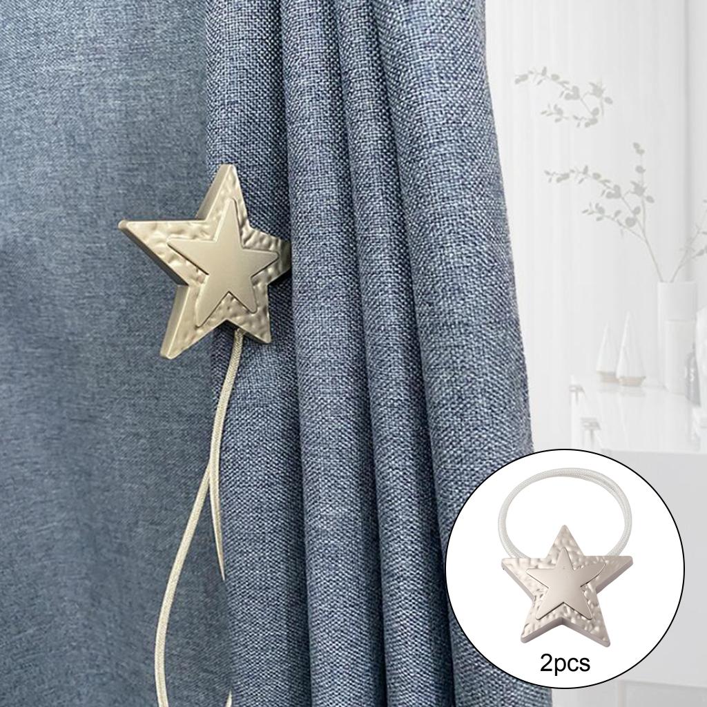 1 Pair Magnetic Curtain Tiebacks Clips Hold Curtains Drape Bedroom Decor silver