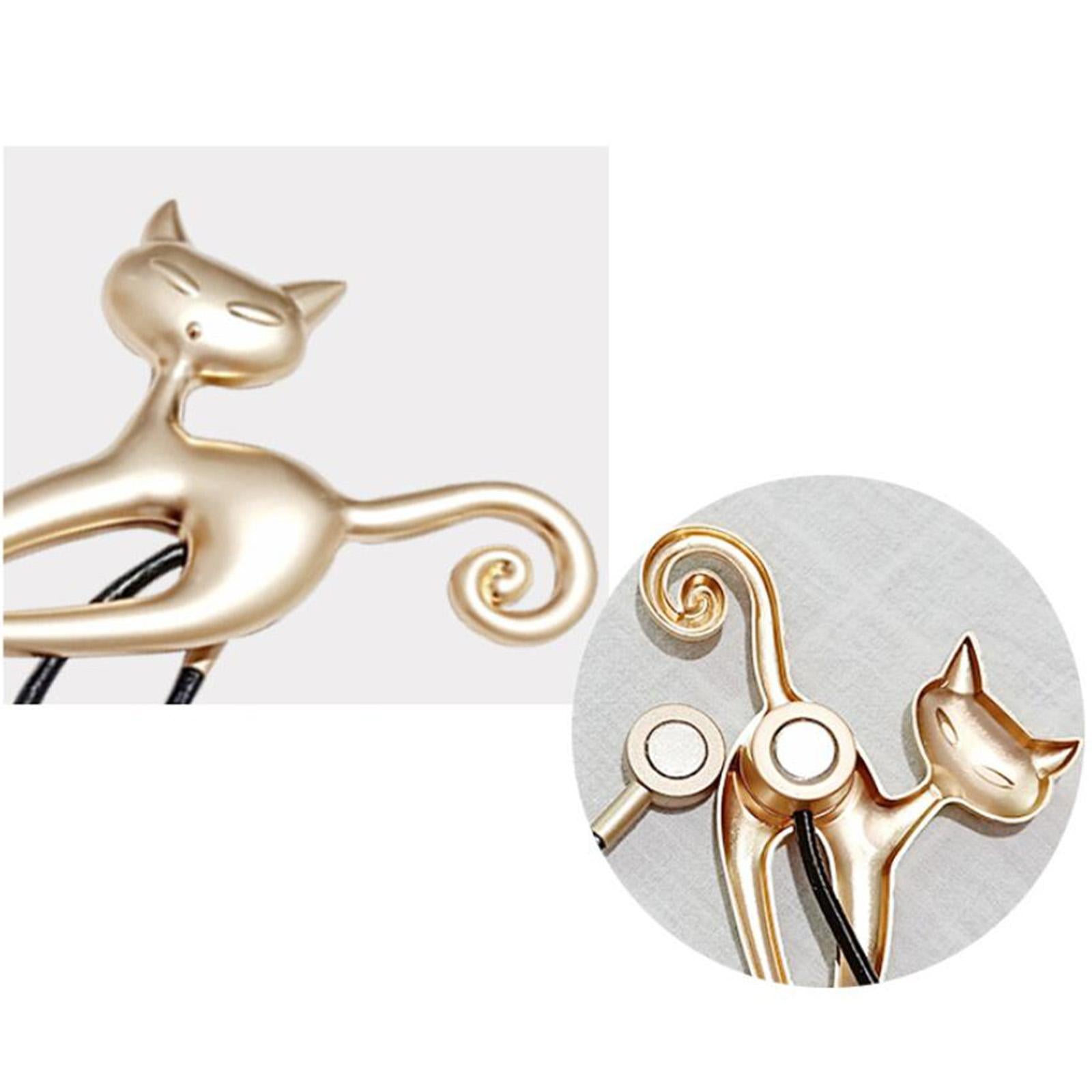1Pairs Cat Curtain Tiebacks Magnetic Drape Holders Holdbacks Golden