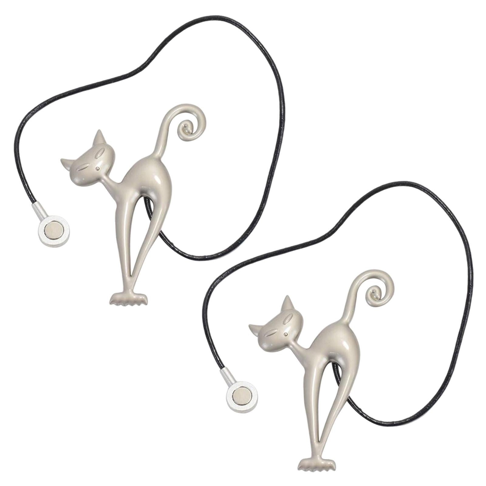 1Pairs Cat Curtain Tiebacks Magnetic Drape Holders Holdbacks Silver