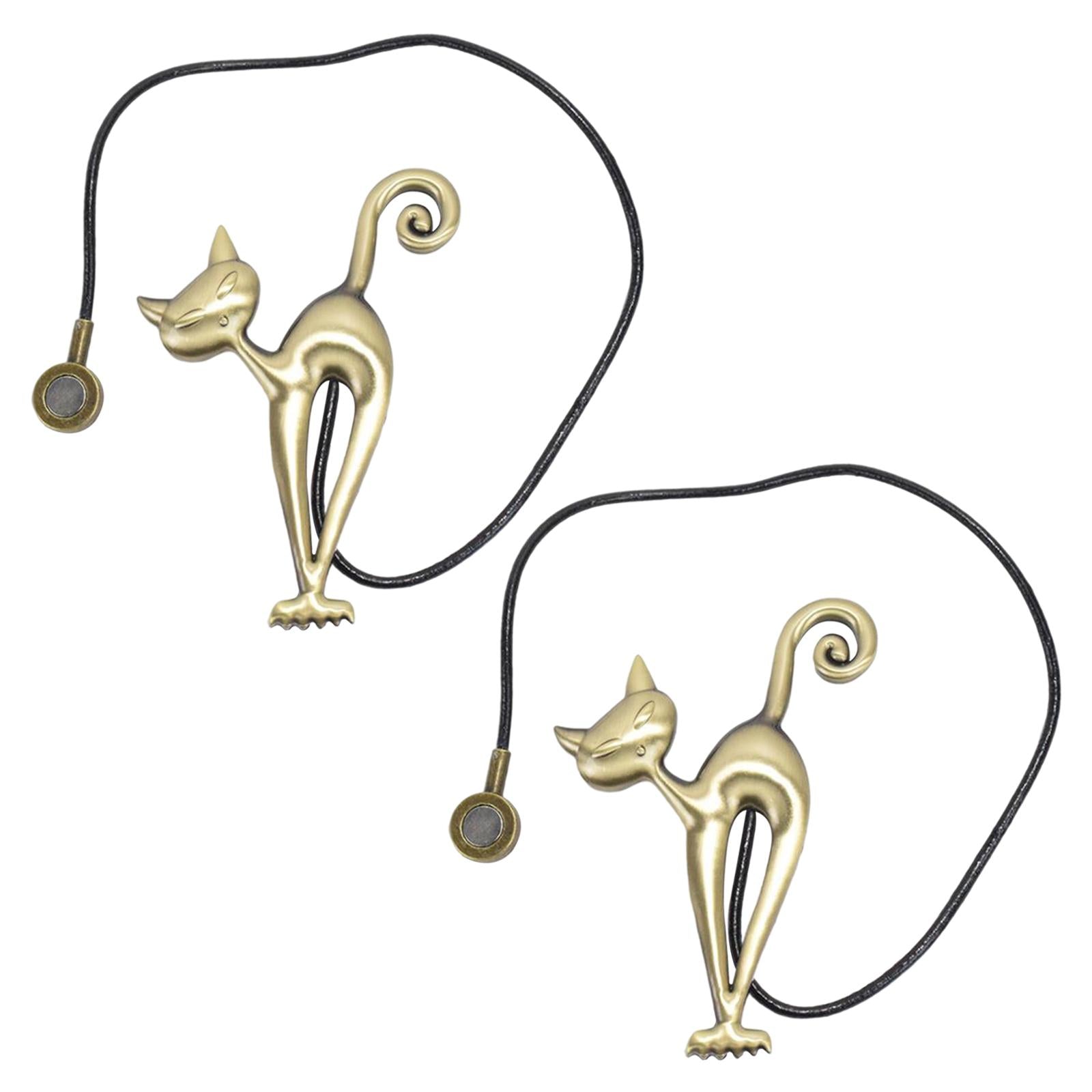 1Pairs Cat Curtain Tiebacks Magnetic Drape Holders Holdbacks Copper