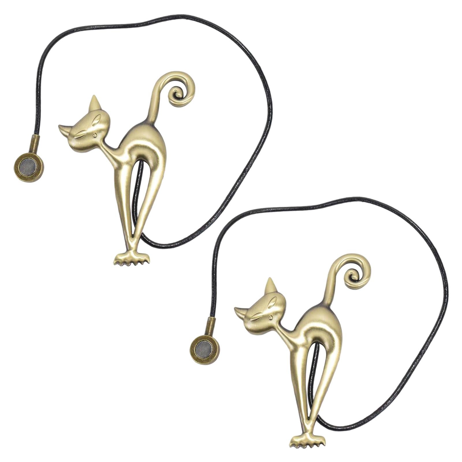 1Pairs Cat Curtain Tiebacks Magnetic Drape Holders Holdbacks Copper