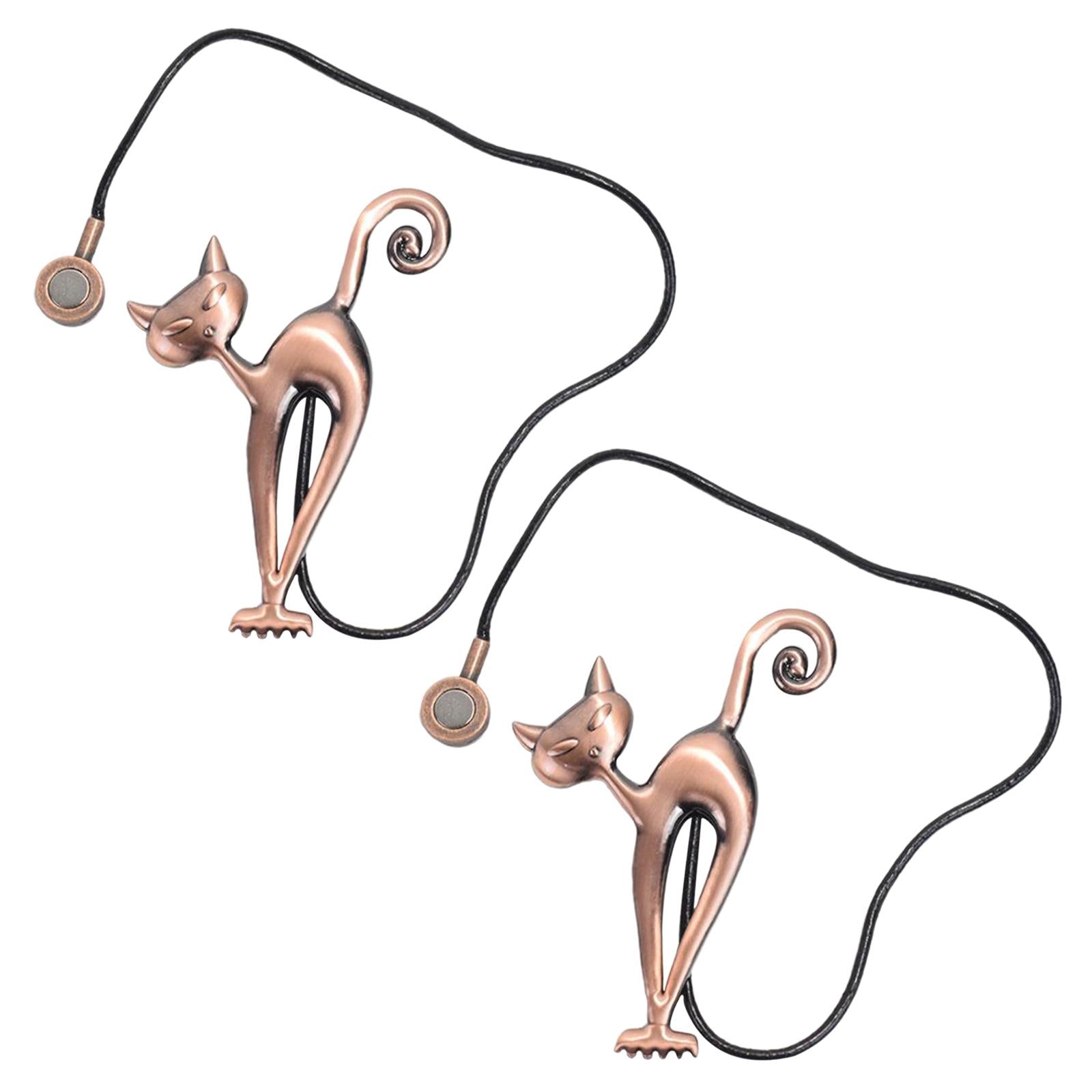1Pairs Cat Curtain Tiebacks Magnetic Drape Holders Holdbacks Red Copper