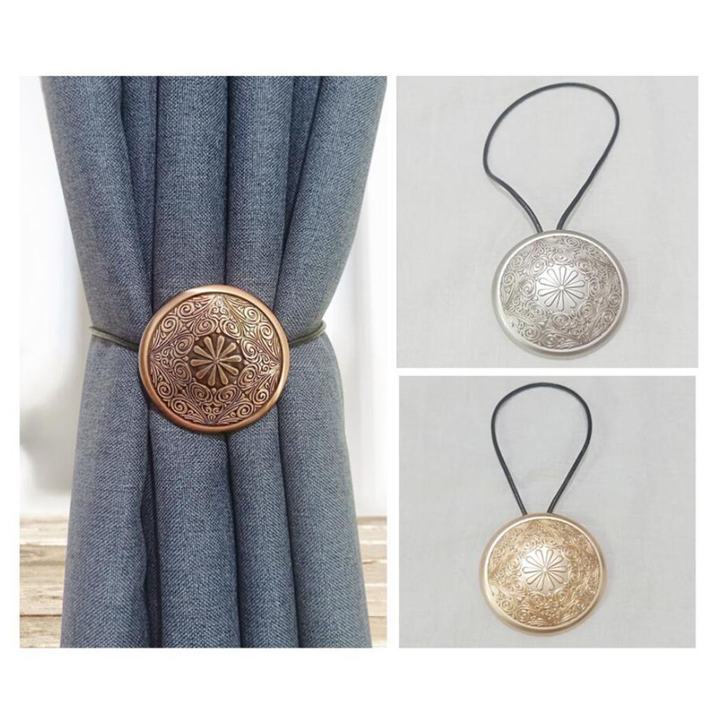 2pcs Magnetic Window Curtain Tiebacks Drape Buckle Holder Golden