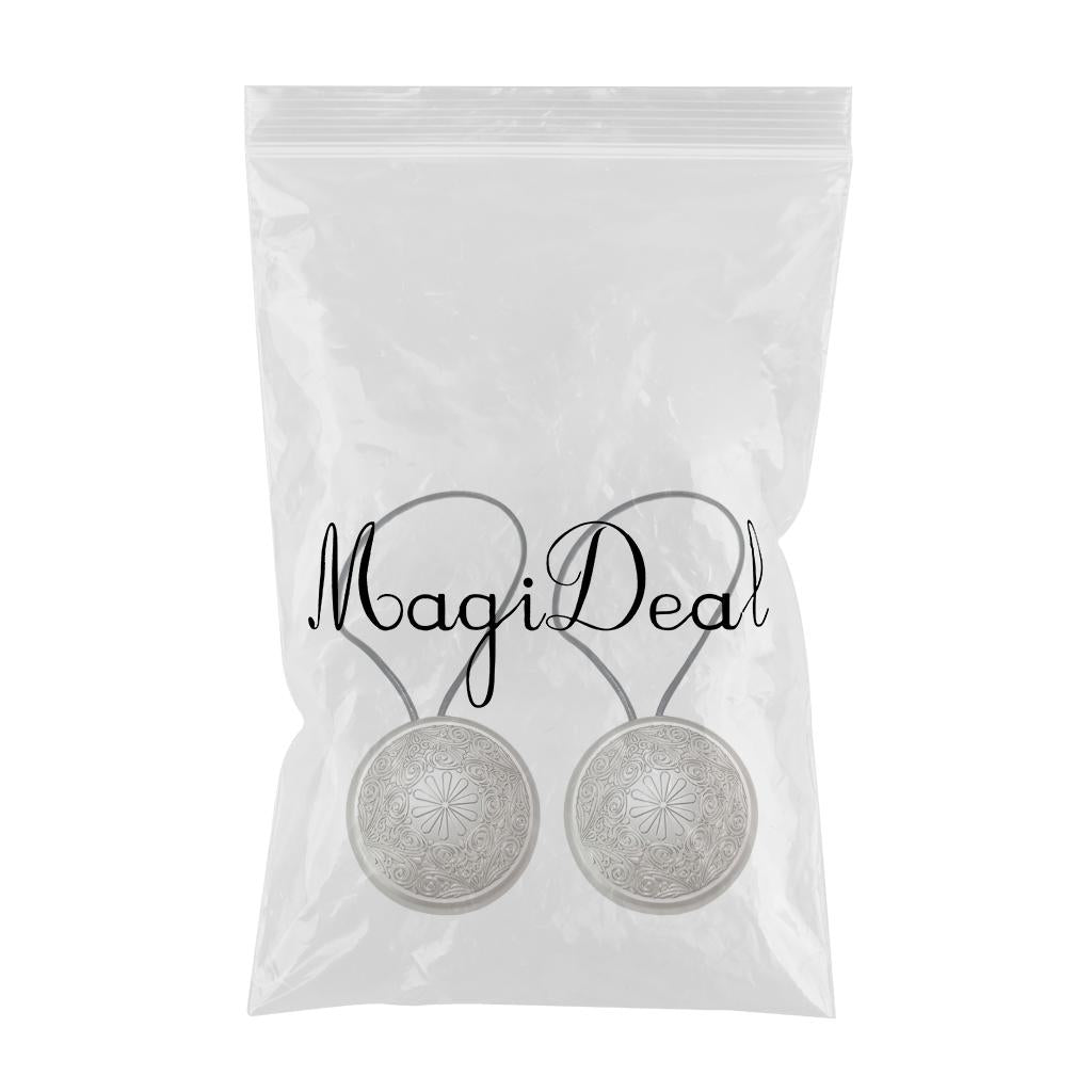 2pcs Magnetic Window Curtain Tiebacks Drape Buckle Holder Silver