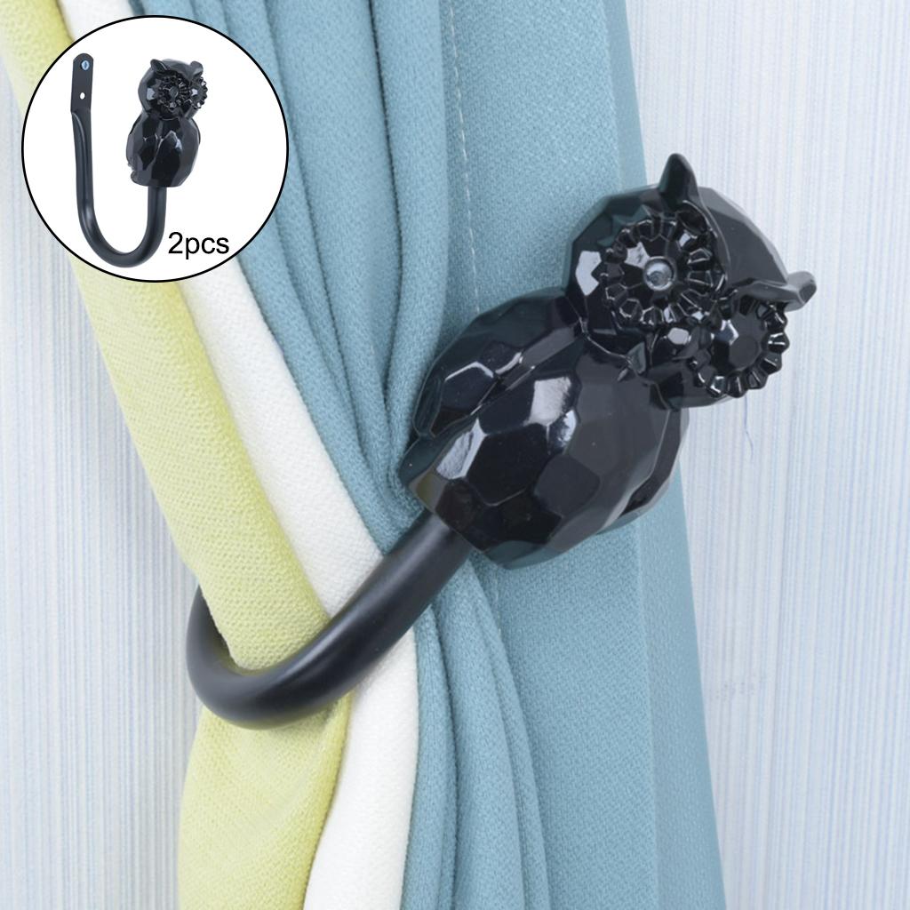 2pcs U Style Curtain Tieback Hooks for Curtain Holder Wall Window Hardware Black