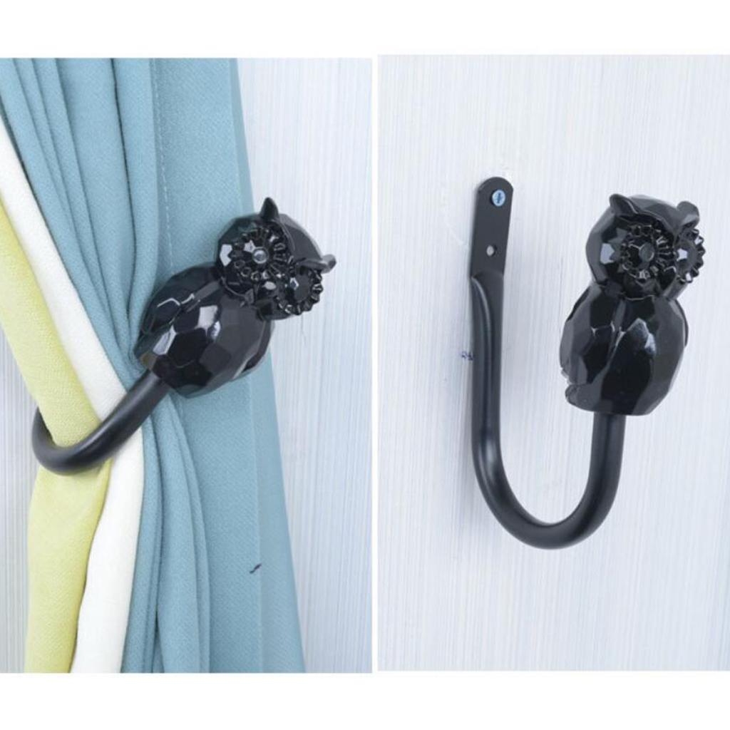 2pcs U Style Curtain Tieback Hooks for Curtain Holder Wall Window Hardware Black