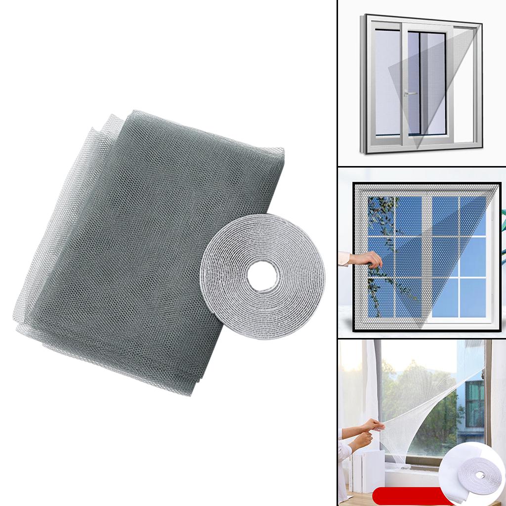 Window Fly Screen Mosquito Net Shield for Windows DIY Size Grey 1.3x1.5m