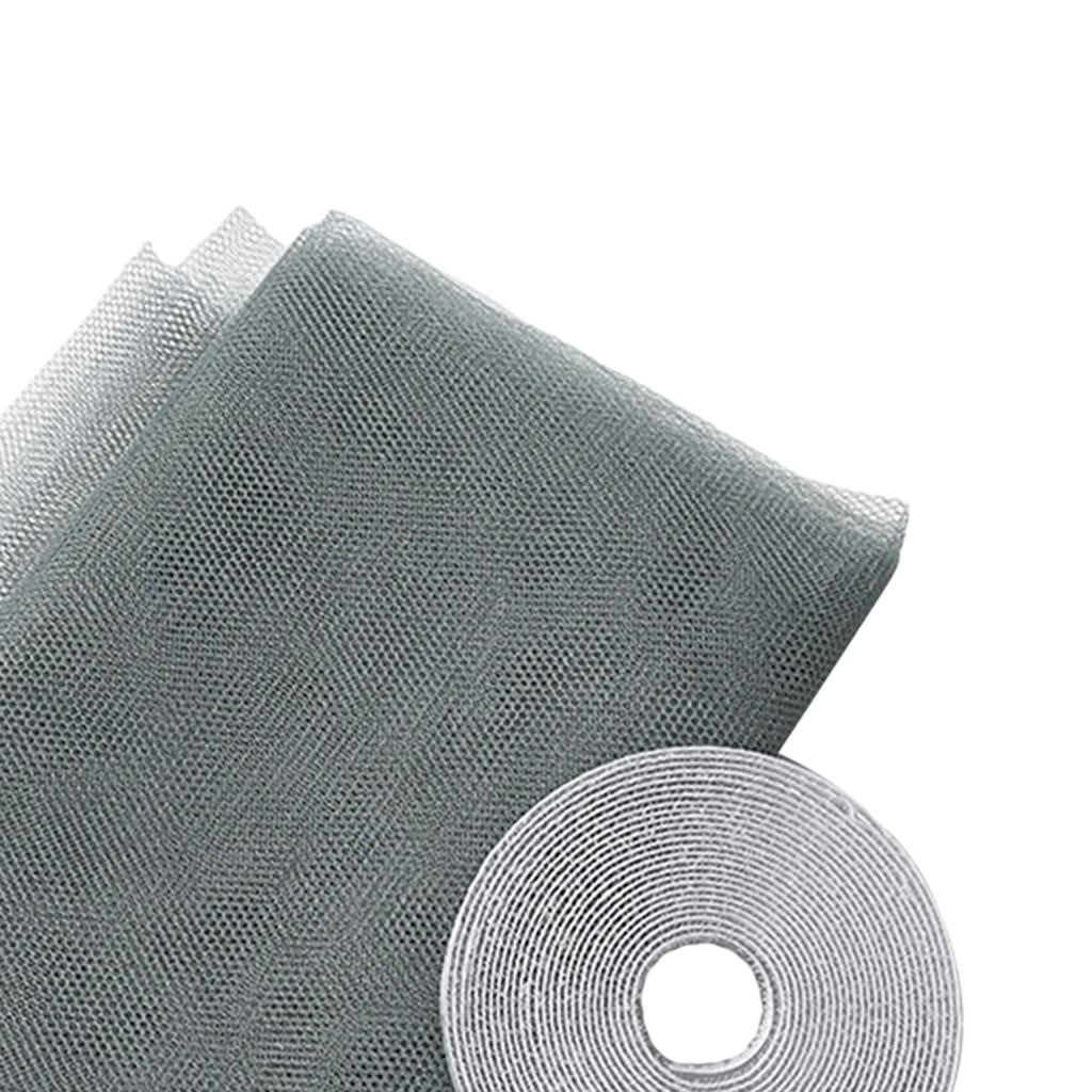 Window Fly Screen Mosquito Net Shield for Windows DIY Size Grey 1.3x1.5m