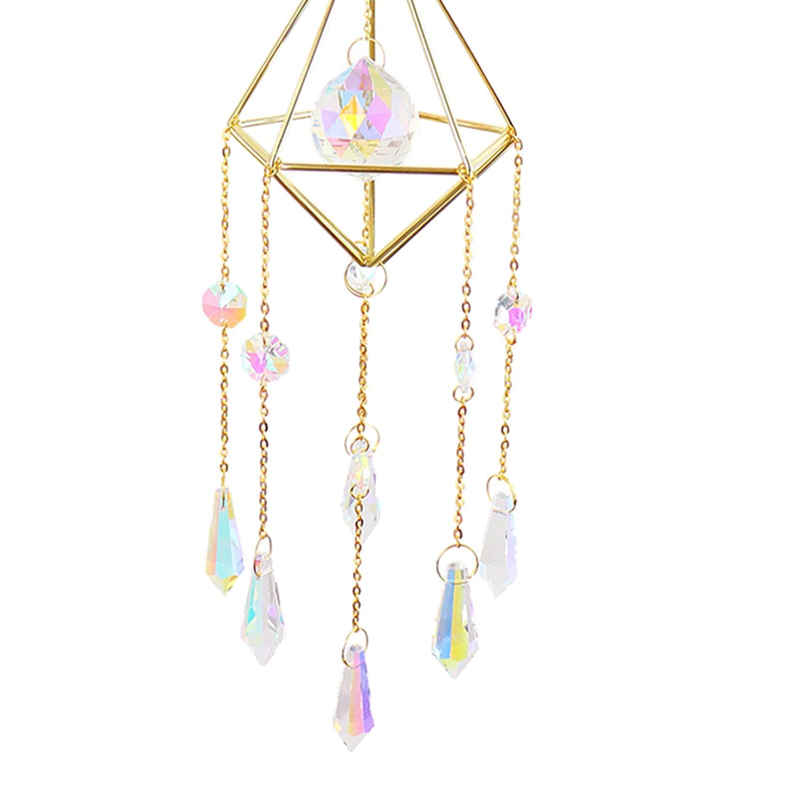 1pc Geometry Crystal Sun Catcher Window Hanging Decor Pendant Ornament Pointed Beads