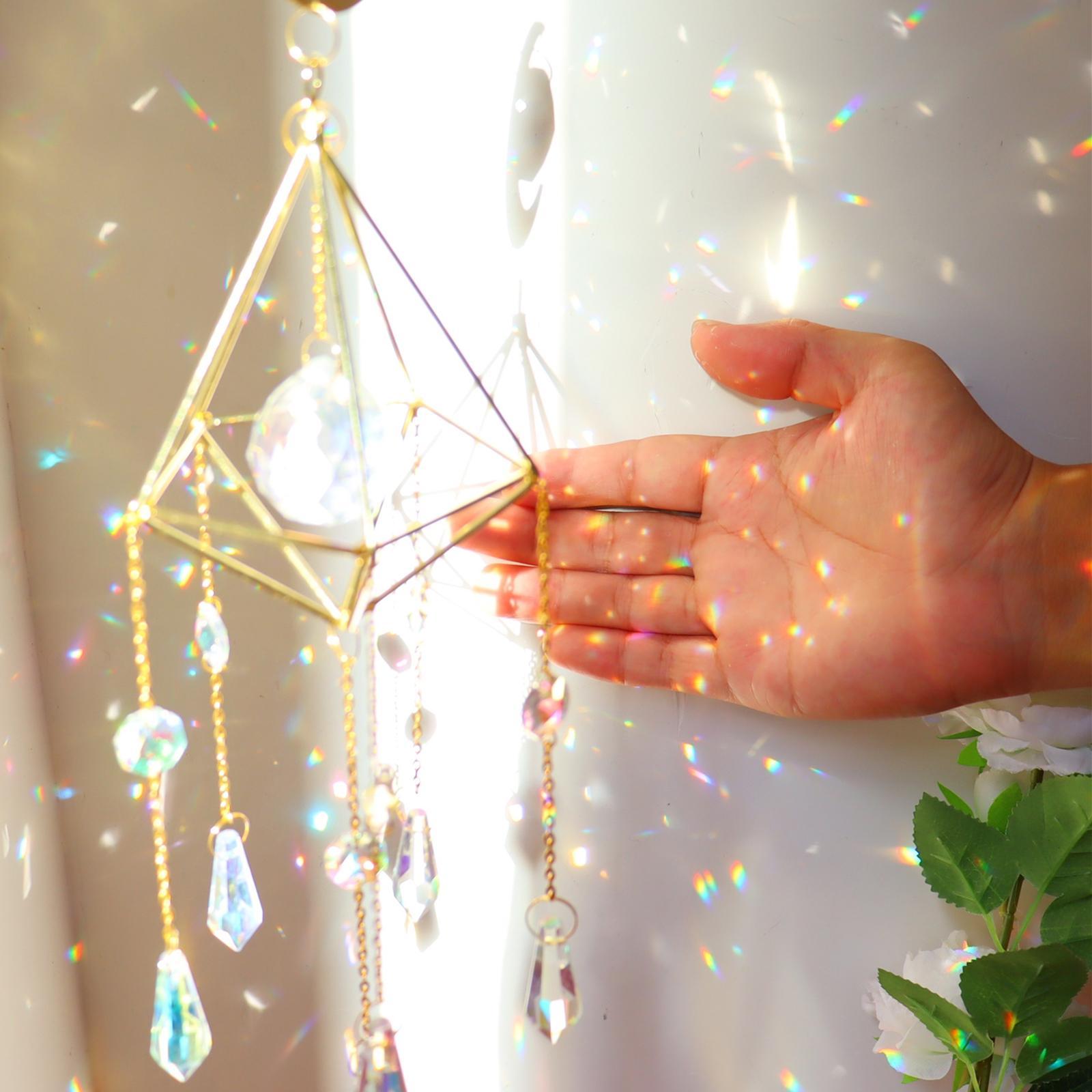 1pc Geometry Crystal Sun Catcher Window Hanging Decor Pendant Ornament Pointed Beads
