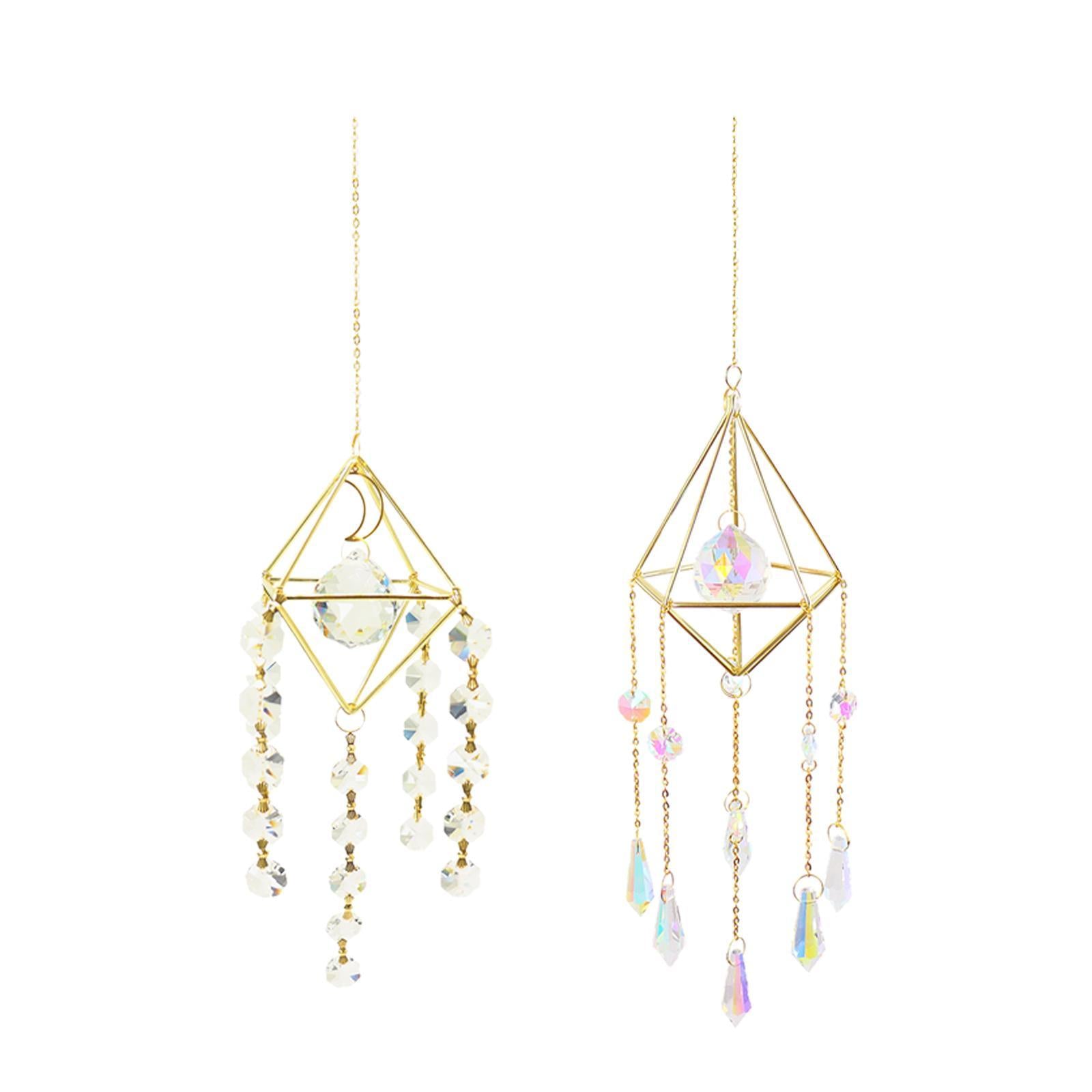 1pc Geometry Crystal Sun Catcher Window Hanging Decor Pendant Ornament Pointed Beads
