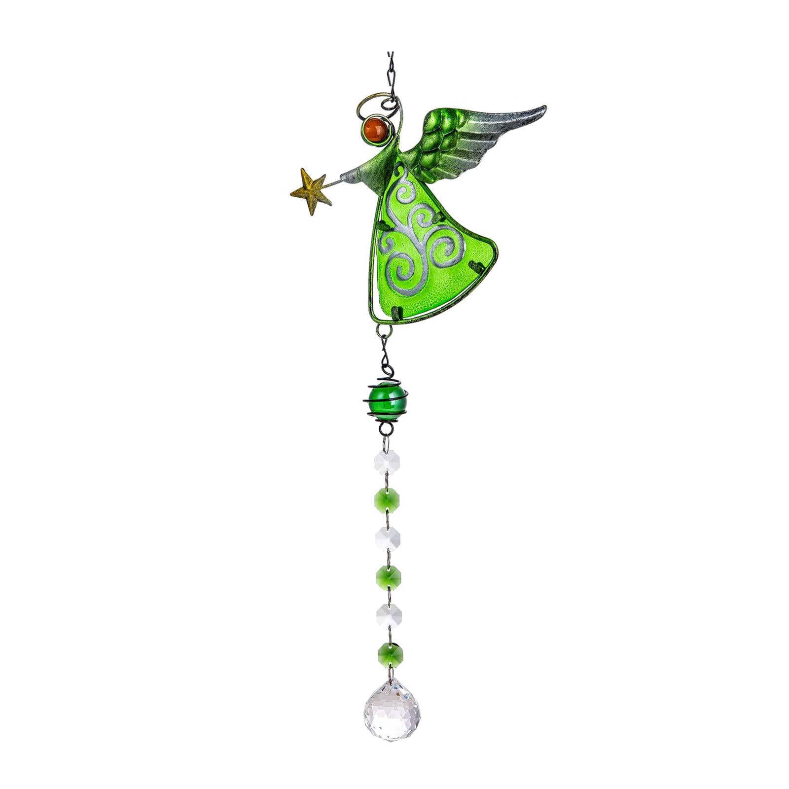 Crystal Suncatcher Rainbow Maker Angel Garden Window Pendant Car Patio Gifts green