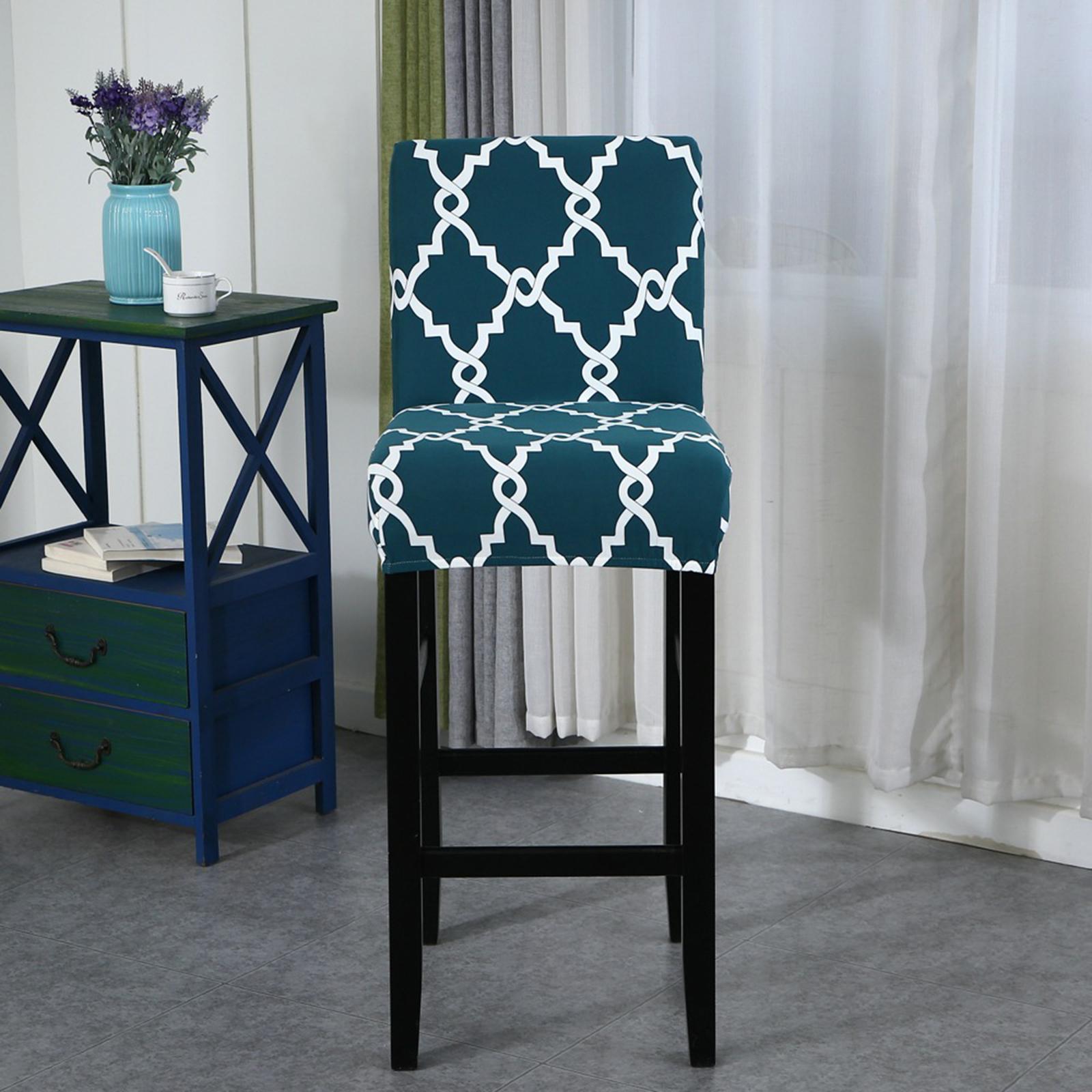 Printed Soft Low Back Chair Cover Removable Dustproof Facilities Comfortable Blue