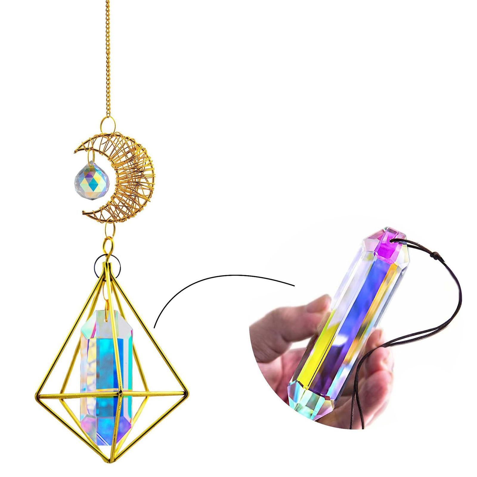 Geometric Crystal Suncatcher Prisms Garden Home Window Pendant Decor 36cm