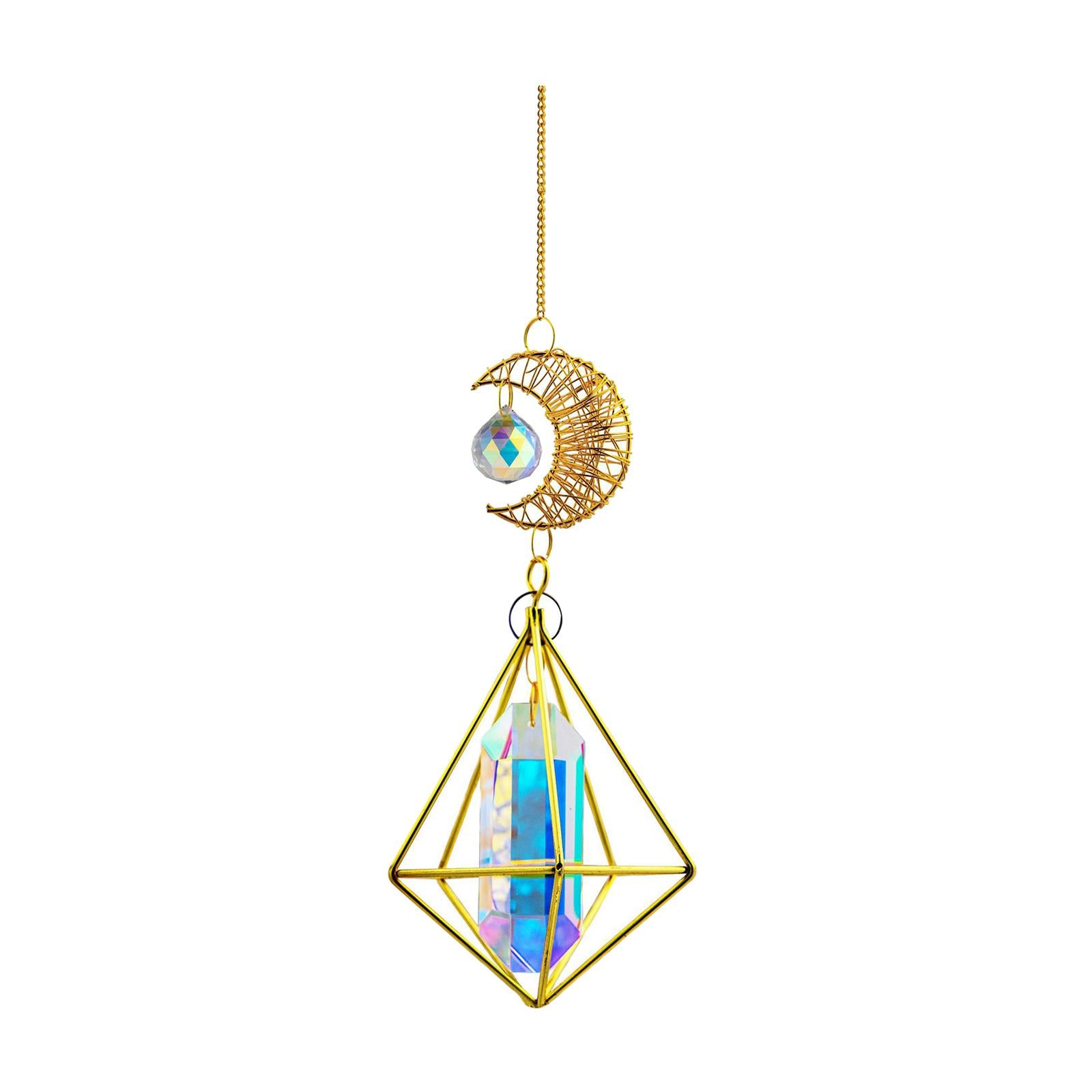 Geometric Crystal Suncatcher Prisms Garden Home Window Pendant Decor 36cm