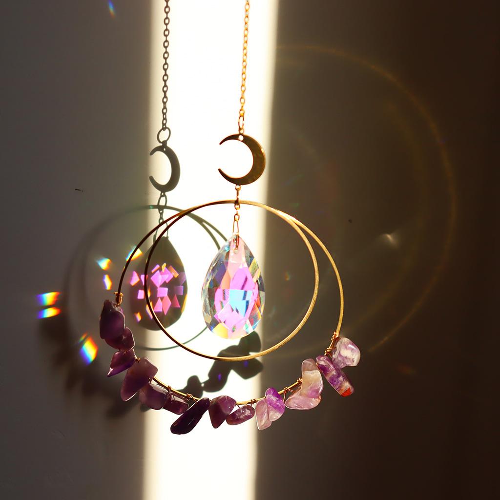 Rainbow Sun Catcher Hanging Crystal Suncatcher Window Decor Purple Crystal