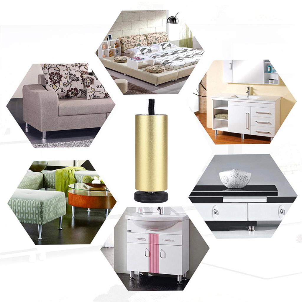 4pcs Aluminum Alloy Furniture Legs Sofa Couch Table Cabinet TV Stand Legs Golden 15cm