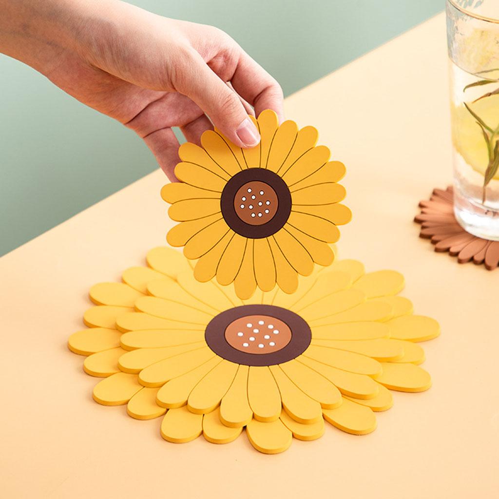 Durable Multi-Use Plastic Trivet Mat Cup Mat for Home Restaurant Office Yellow 10cm