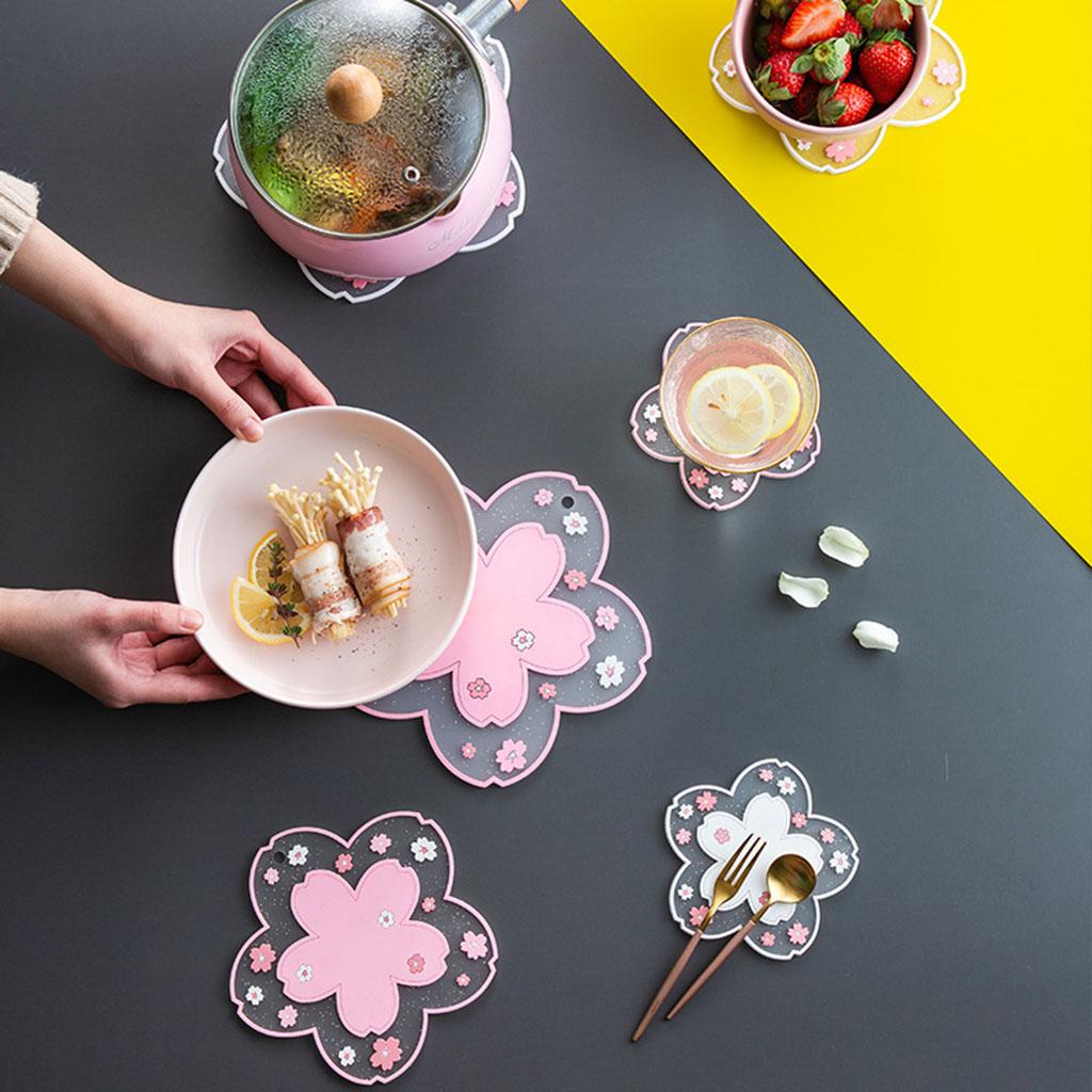 Durable Multi-Use Plastic Trivet Mat Cup Mat for Home Restaurant Office Pink 10cm