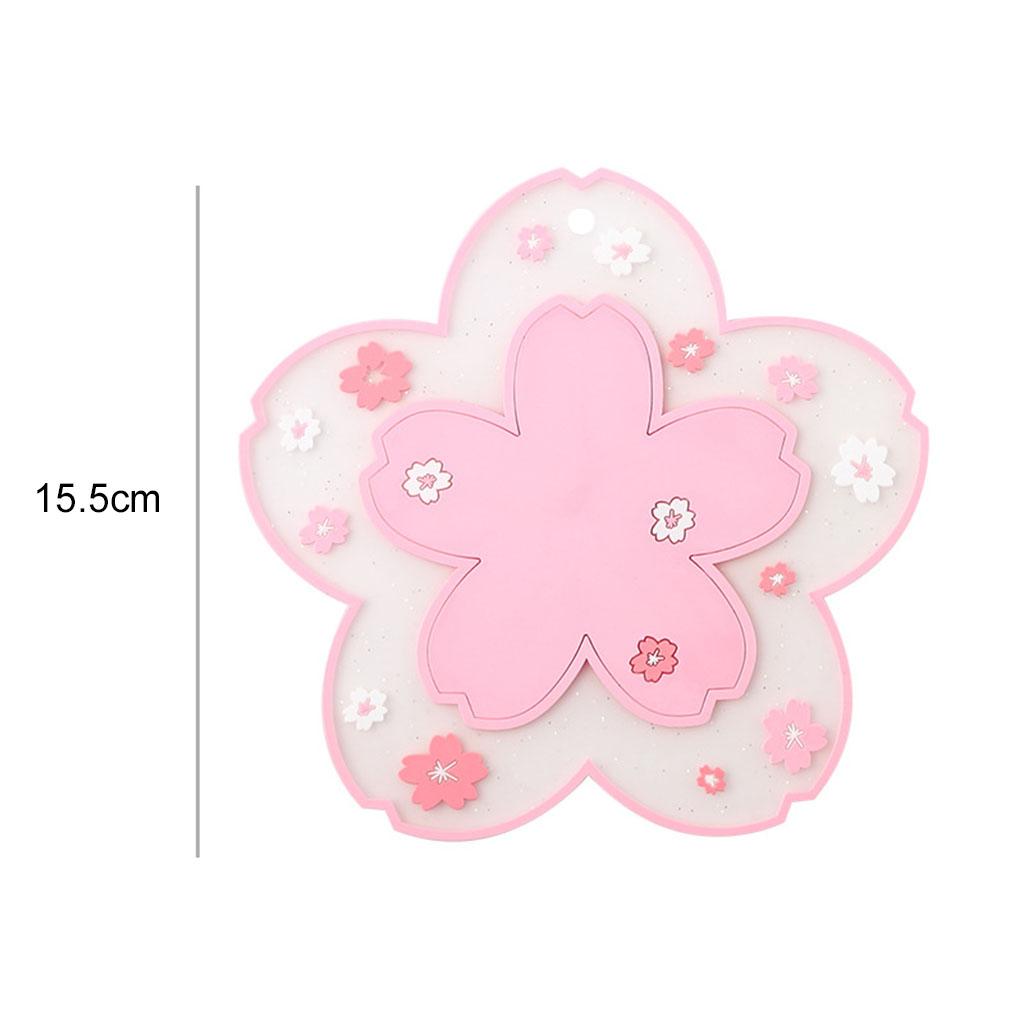 Durable Multi-Use Plastic Trivet Mat Cup Mat for Home Restaurant Office Pink 15.5cm
