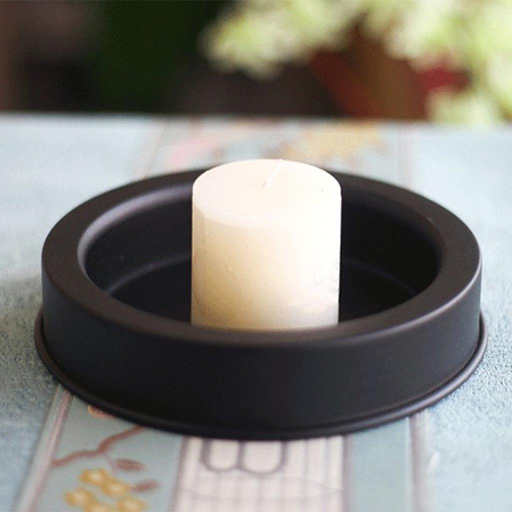 Candlestick Holder Candle Holder Plate Home Church Dining Decor Black S