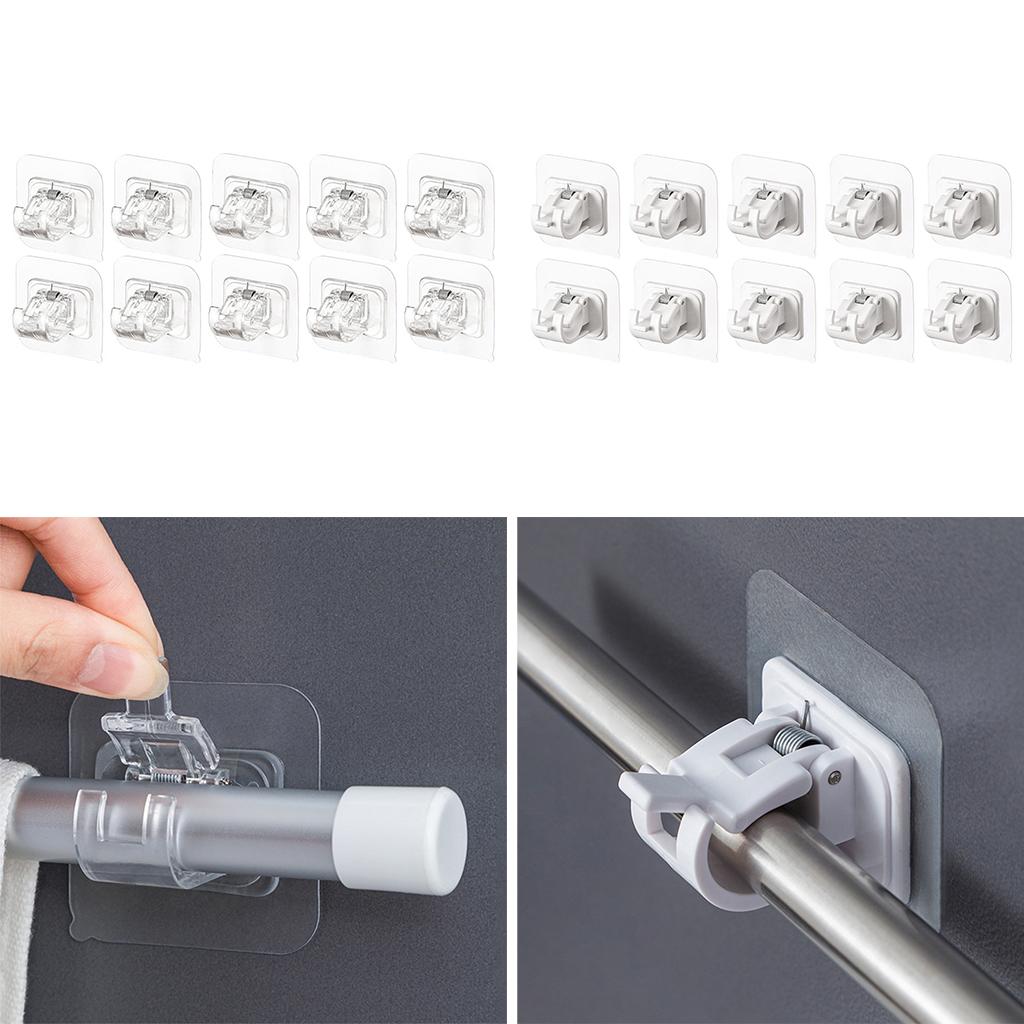 10pcs Curtain Rod Holder Drapery Hook ABS Wall Bracket Towel Rod Fixed Home transparent