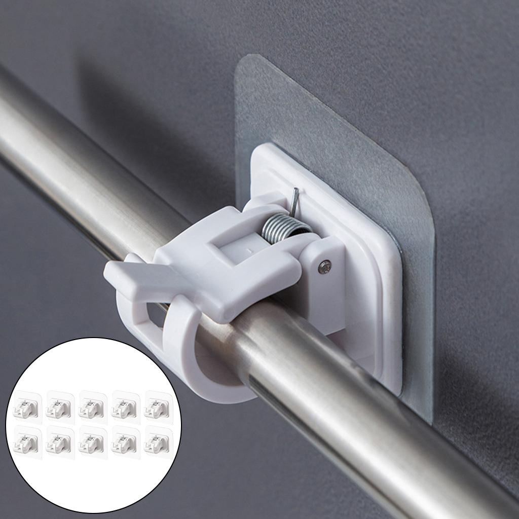 10pcs Curtain Rod Holder Drapery Hook ABS Wall Bracket Towel Rod Fixed Home white