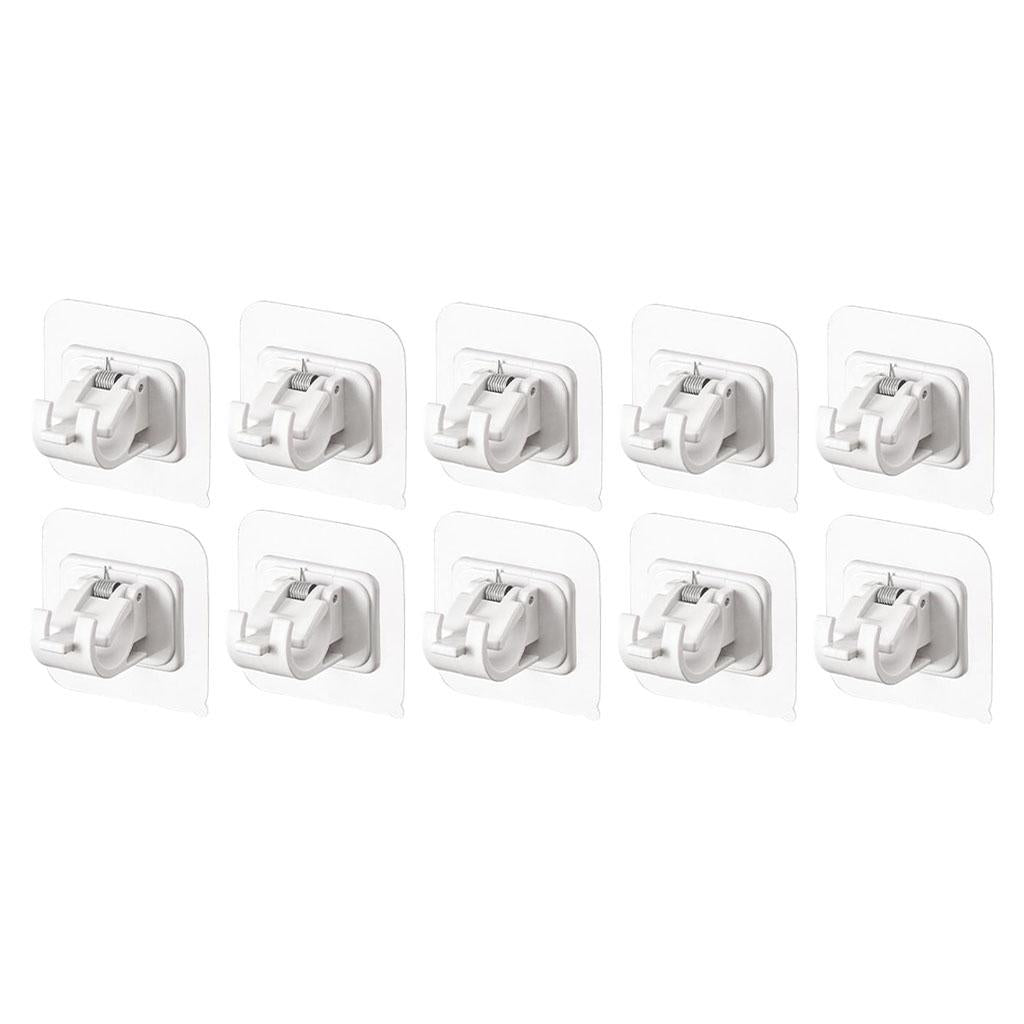 10pcs Curtain Rod Holder Drapery Hook ABS Wall Bracket Towel Rod Fixed Home white