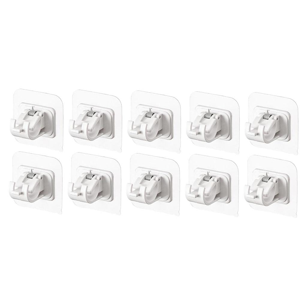 10pcs Curtain Rod Holder Drapery Hook ABS Wall Bracket Towel Rod Fixed Home white