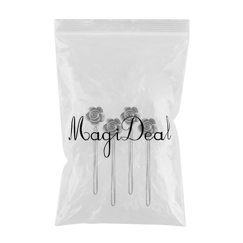 4x Flower Curtain Tiebacks Hooks Holder Buckles Drapery Holdback Black