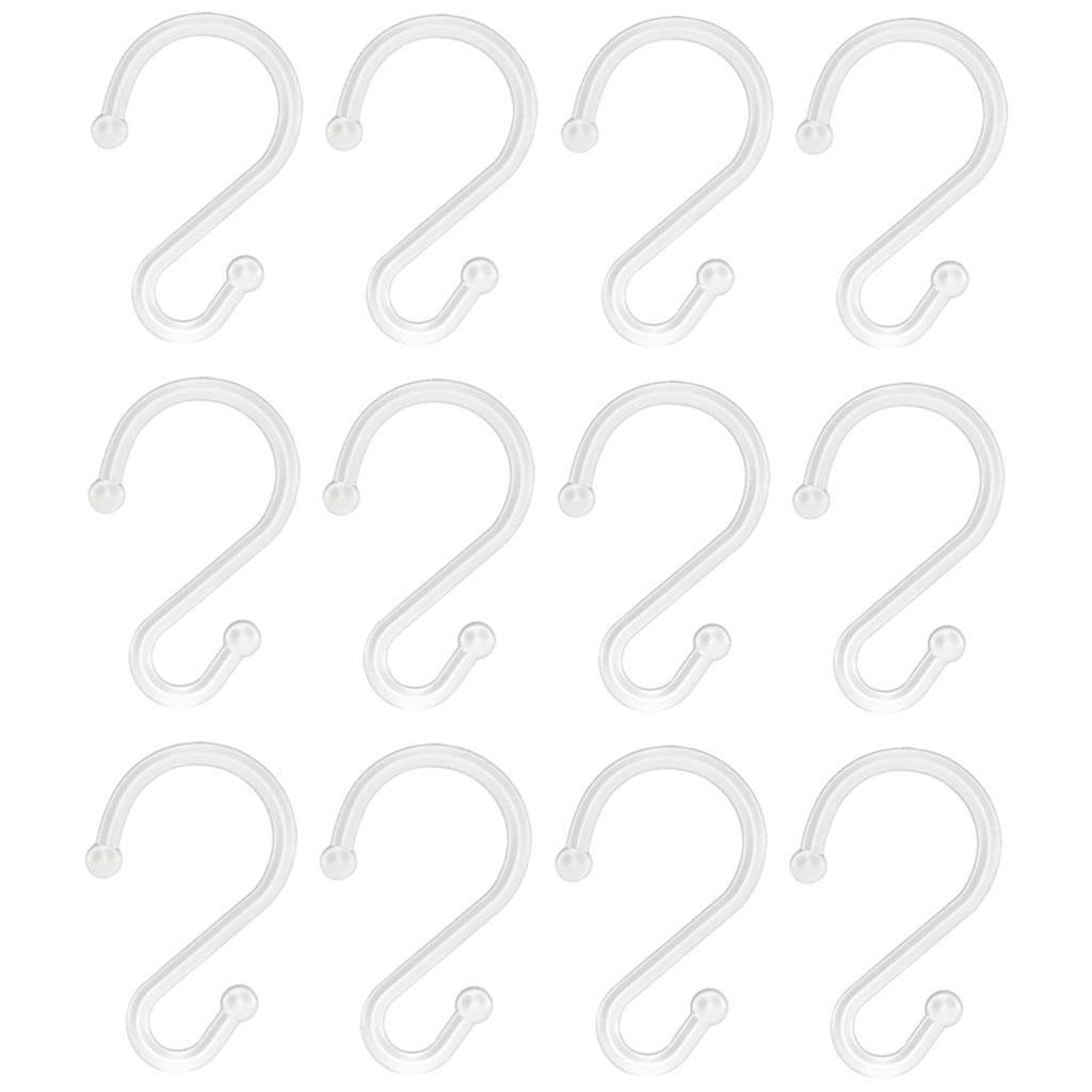 Set of 12 S Shower Curtain Hooks Rings Hanging Clothing Work Shop Office white