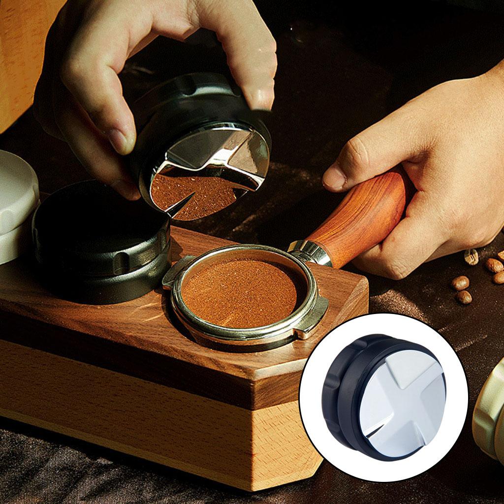 Household Coffee Distributor Espresso Tamper Coffee Leveler Powder Hammer 58.35mm Black 4 leaf