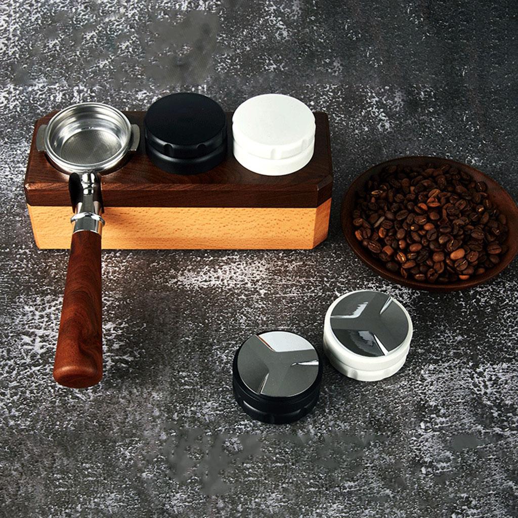 Household Coffee Distributor Espresso Tamper Coffee Leveler Powder Hammer 58.35mm Black 4 leaf