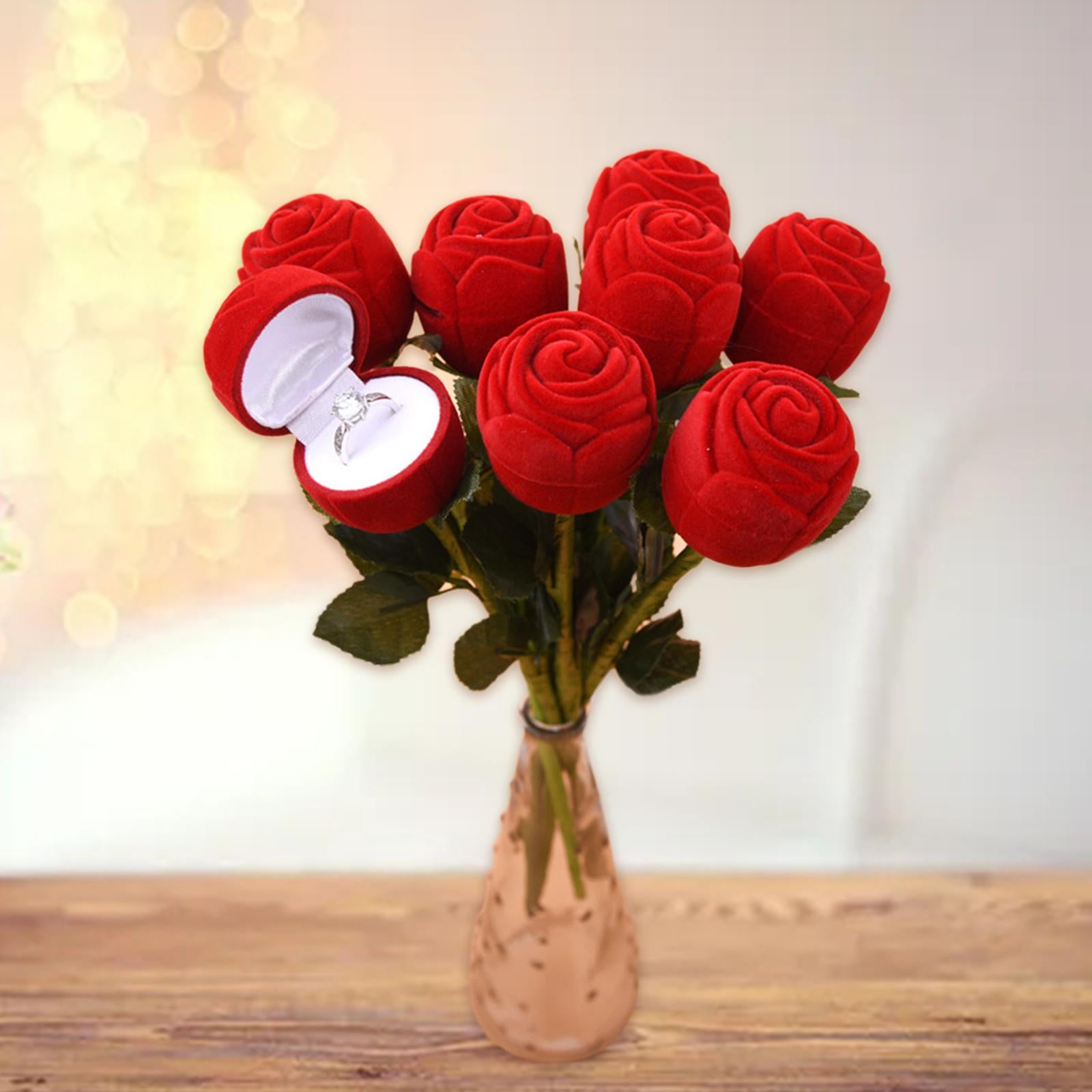 Romantic Valentines Day Rose Propose Ring Box Gift For Woman Fiancee Love