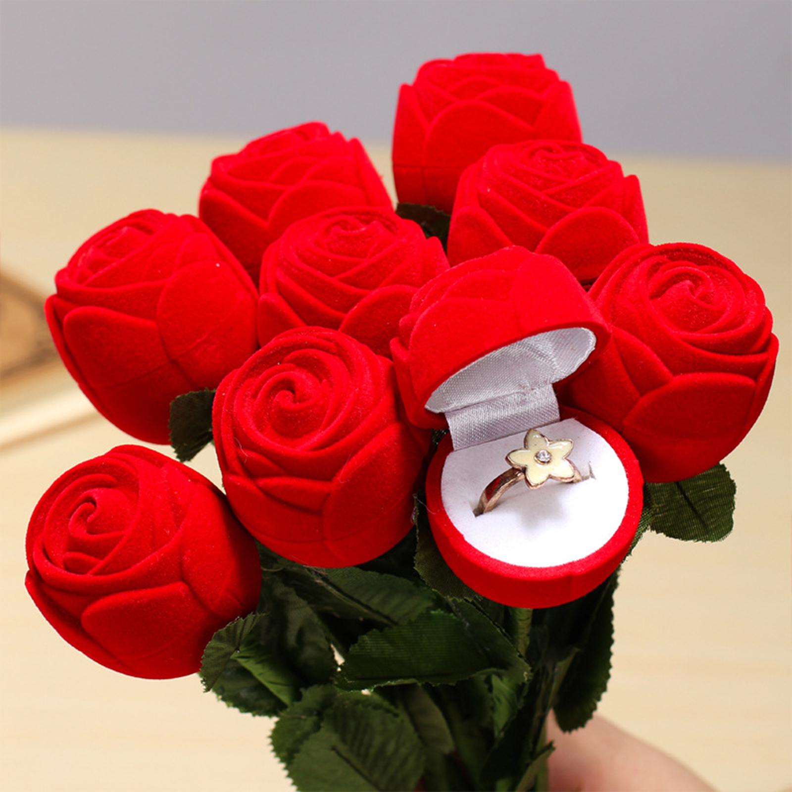 Romantic Valentines Day Rose Propose Ring Box Gift For Woman Fiancee Love
