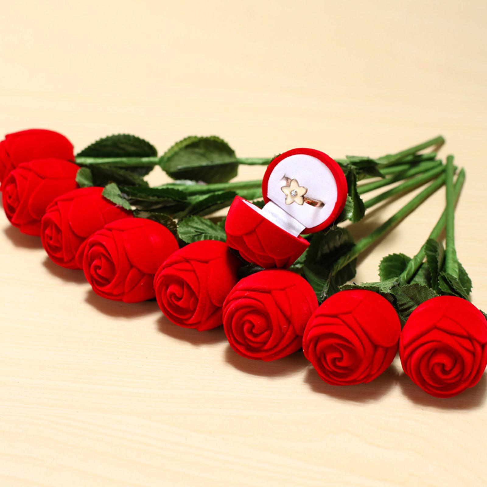 Romantic Valentines Day Rose Propose Ring Box Gift For Woman Fiancee Love