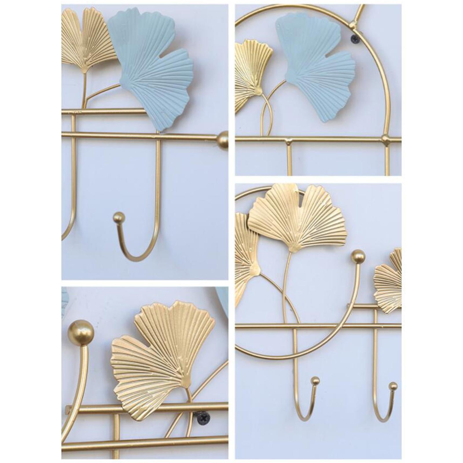 Ginkgo Leaf Hook Wall Hanger Scarf Umbrellas Entrance Porch Organize Rack Dual Color Hex