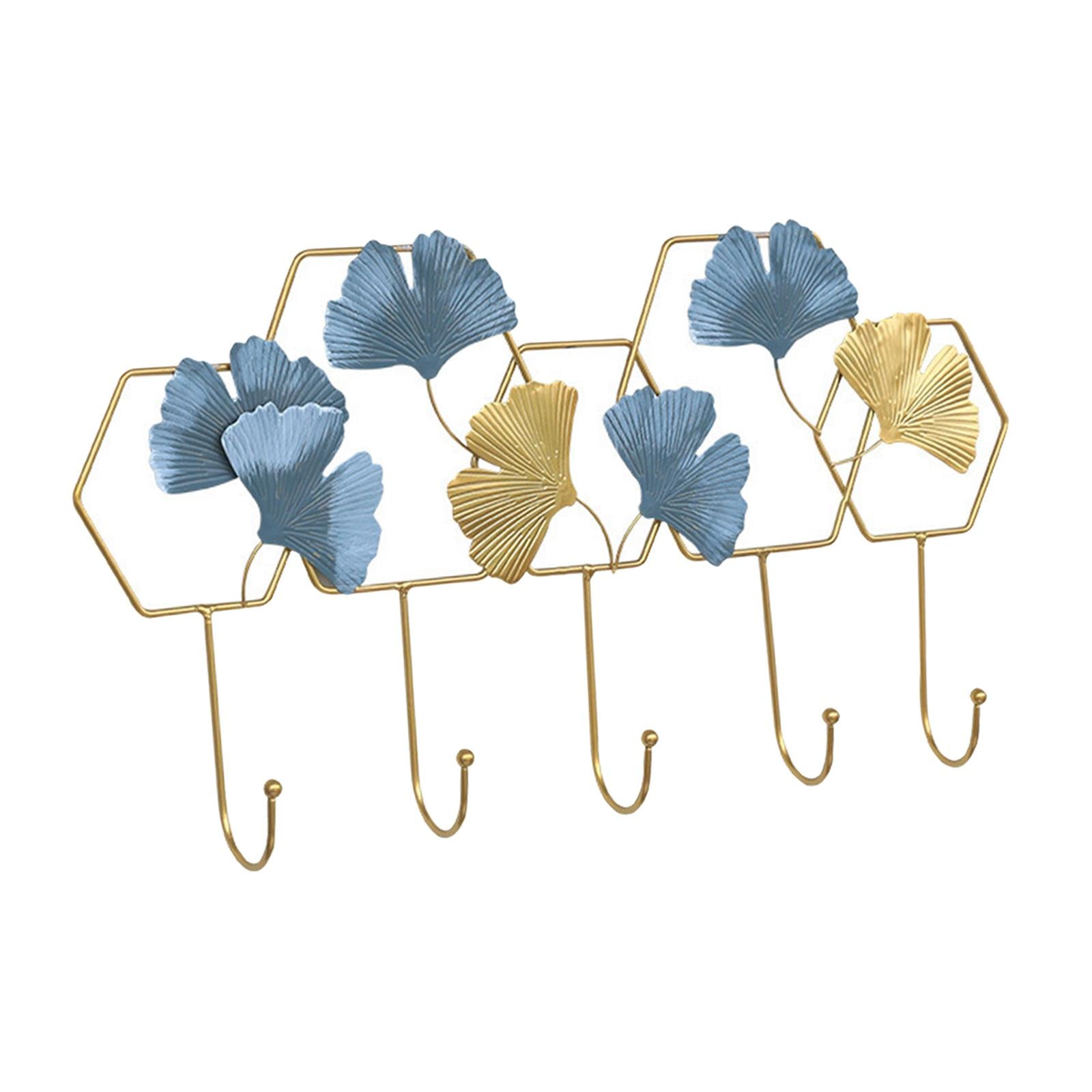 Ginkgo Leaf Hook Wall Hanger Scarf Umbrellas Entrance Porch Organize Rack Dual Color Hex