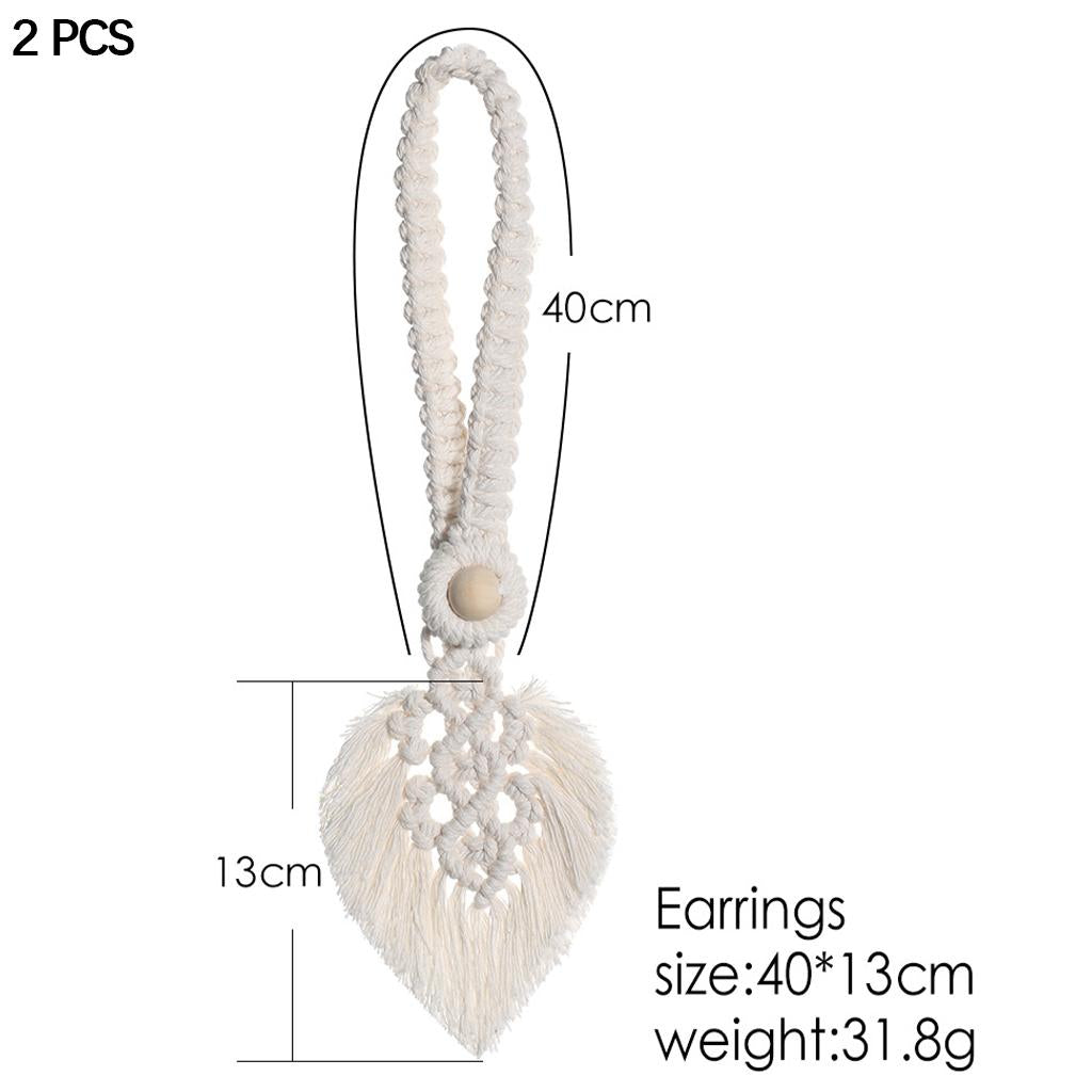 Boho Leaf Curtain Tie Rope Woven Tassel for Home Bedroom Living Room Decor Beige